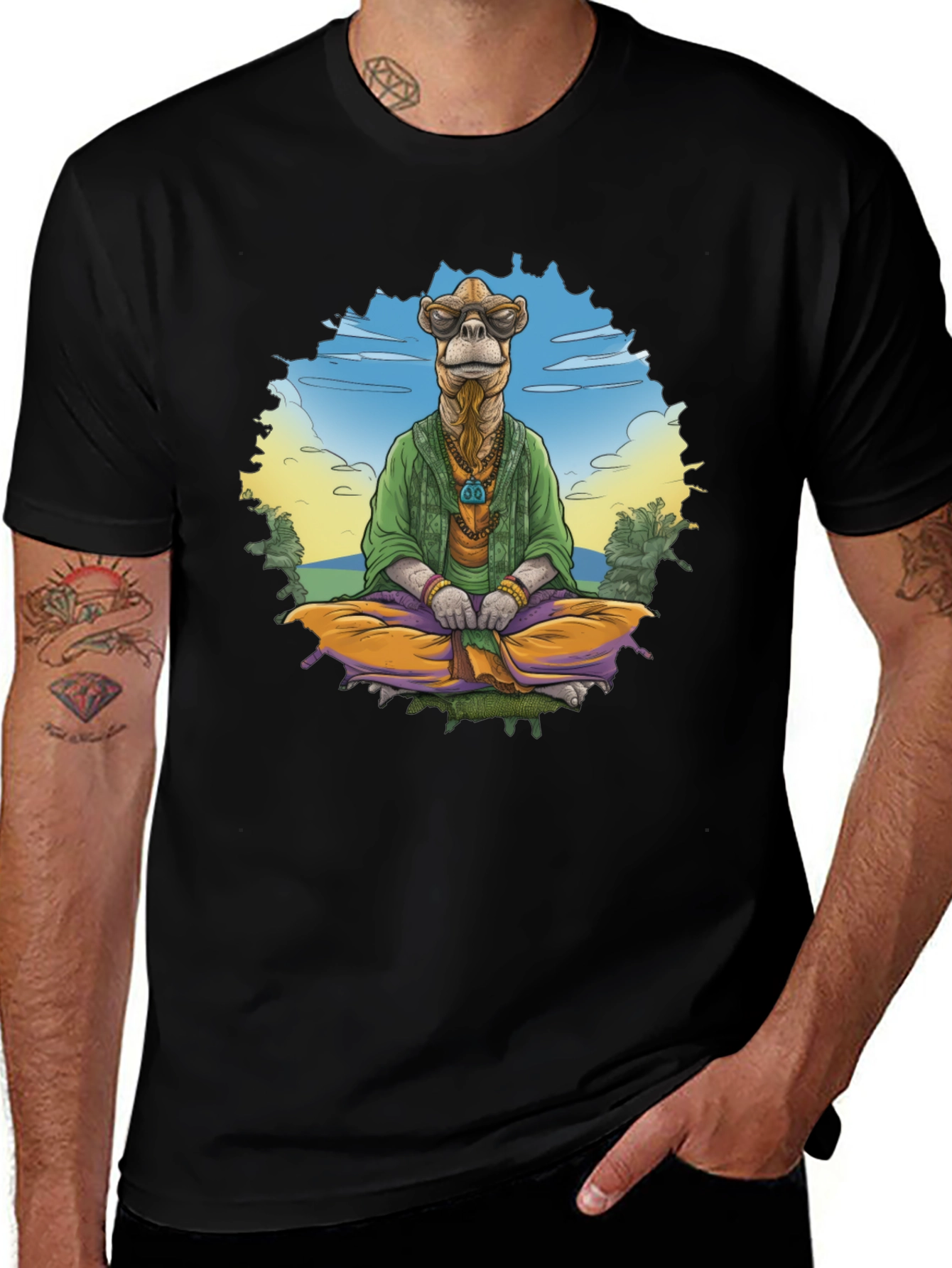 Variant 16 of Zen Camel T-Shirt - Meditating Desert Vibes