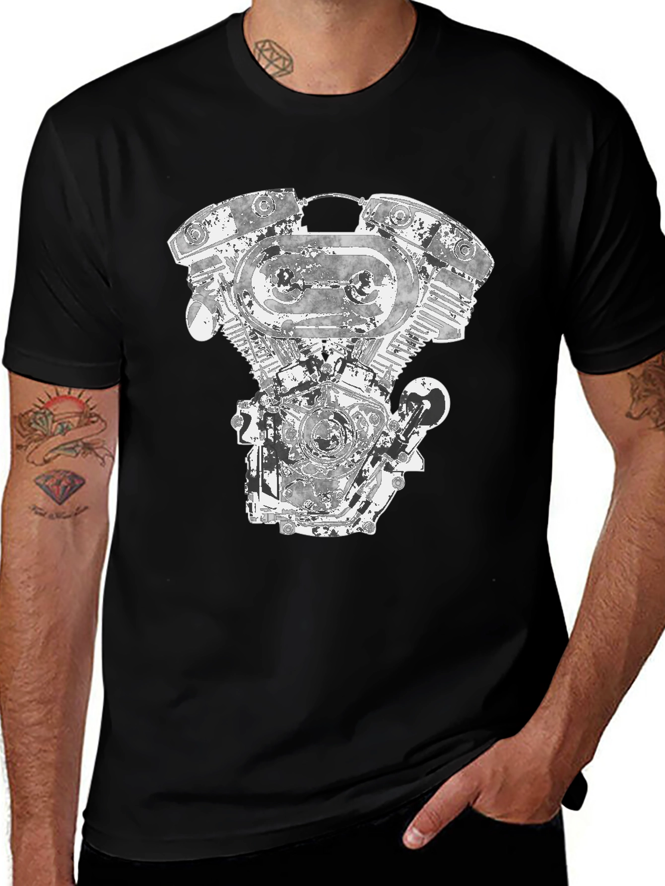 Variant 8 of Motorcycle Engine Graphic Tee - Black