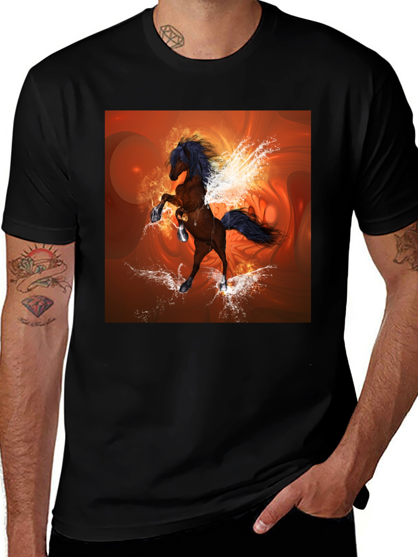 Variant 2 of Fantasy Horse Graphic Black T-Shirt