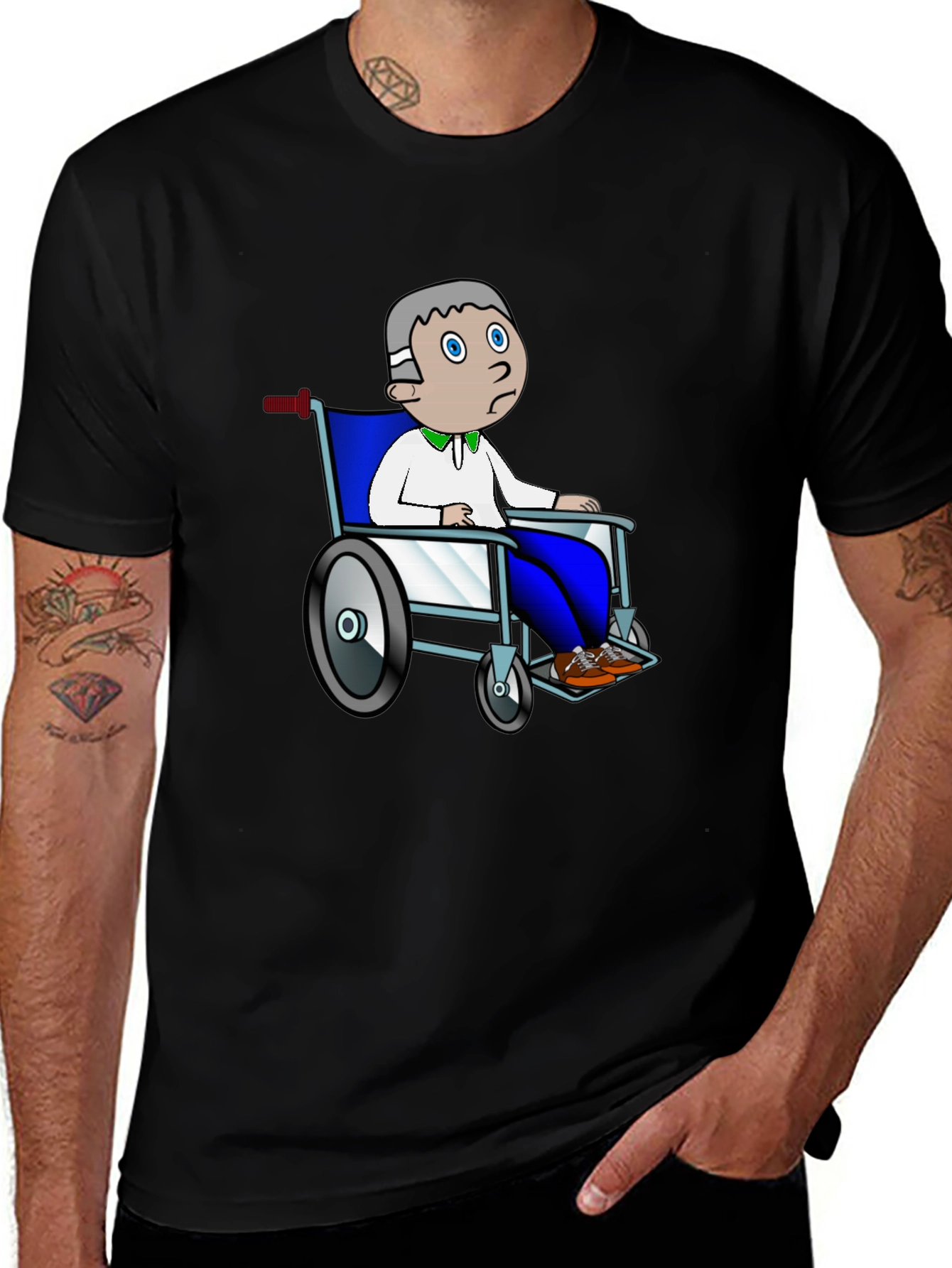 Variant 29 of Cartoon Man in Wheelchair Graphic Tee