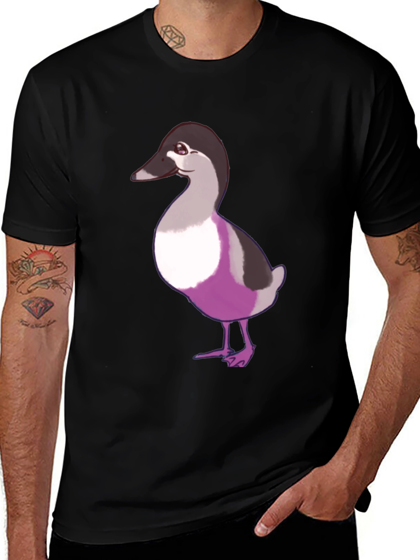 Variant 27 of Duck Pride Graphic Tee - Black Cotton Blend