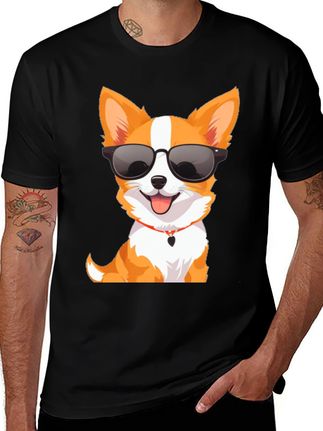 Variant 23 of Cool Corgi Graphic Tee - Unisex Black T-Shirt
