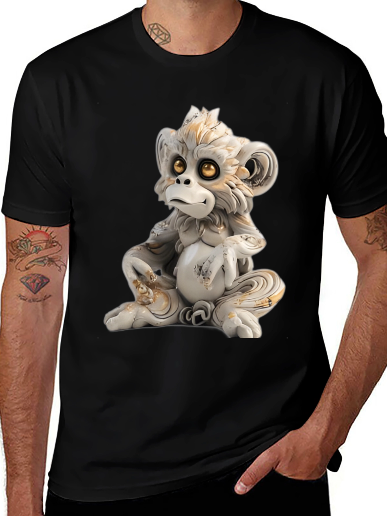 Variant 27 of Monkey Statue Graphic Tee - Soft Cotton Blend