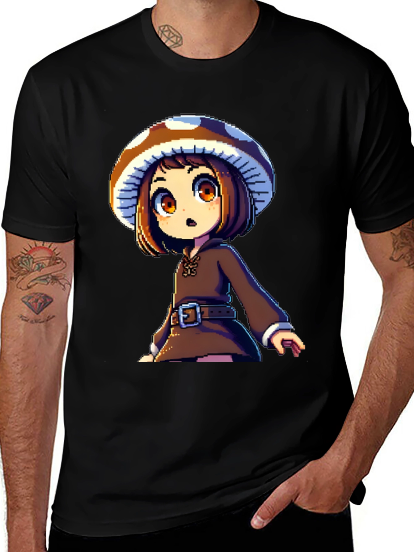 Variant 11 of Mushroom Girl T-Shirt Anime Pixel Art Tee