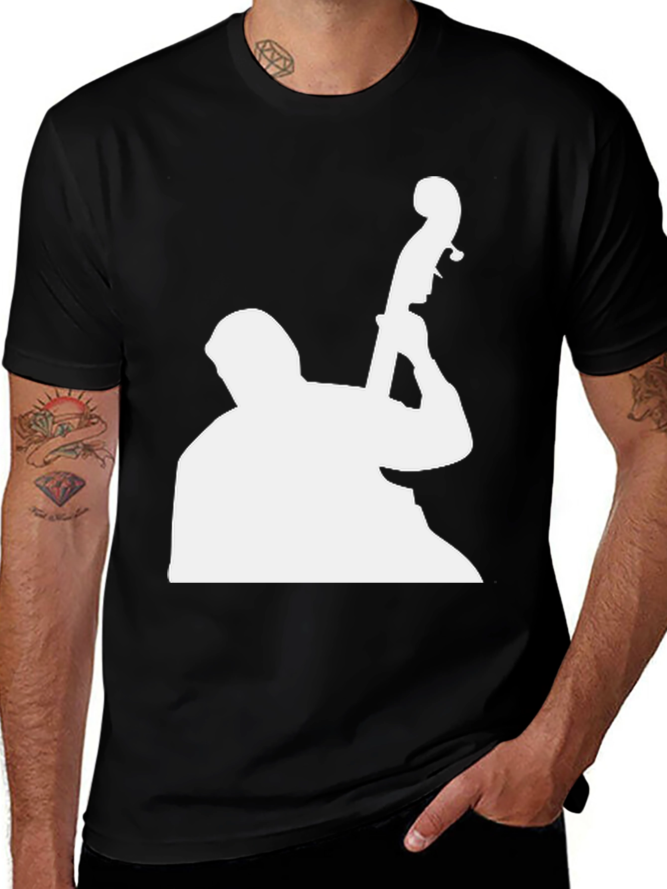 Variant 25 of Jazz Bass Player Black T-Shirt
