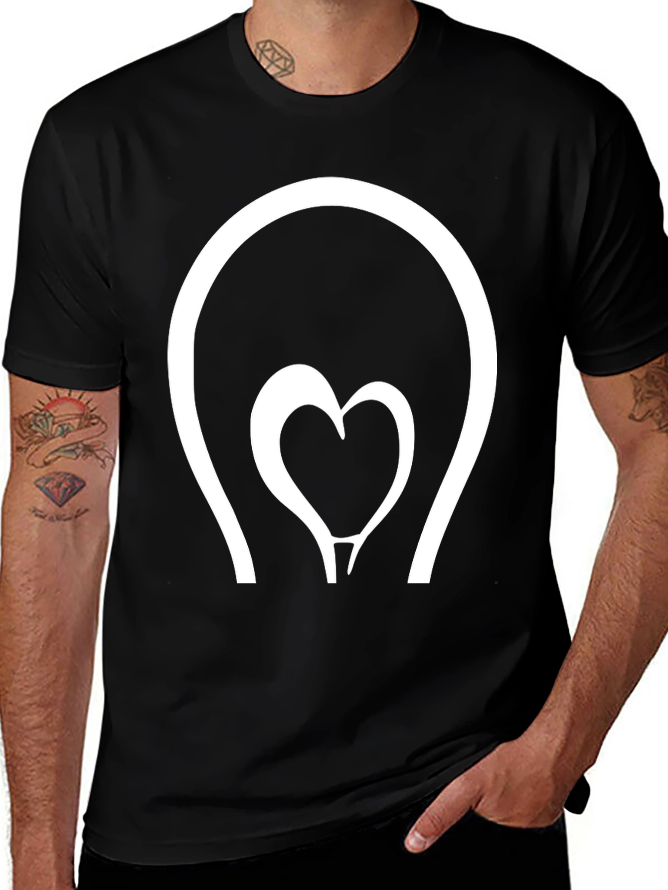 Variant 30 of Heart Lightbulb Graphic Tee - Black
