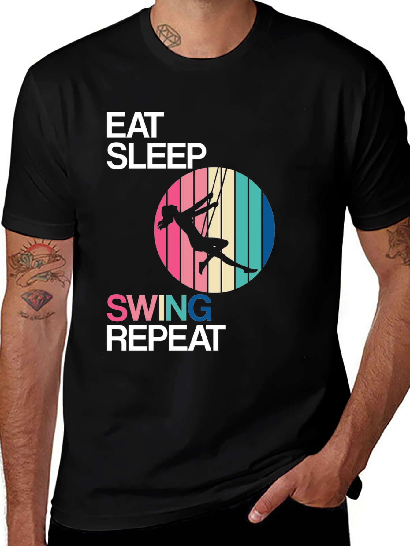 Variant 17 of Eat Sleep Swing Repeat Black T-Shirt