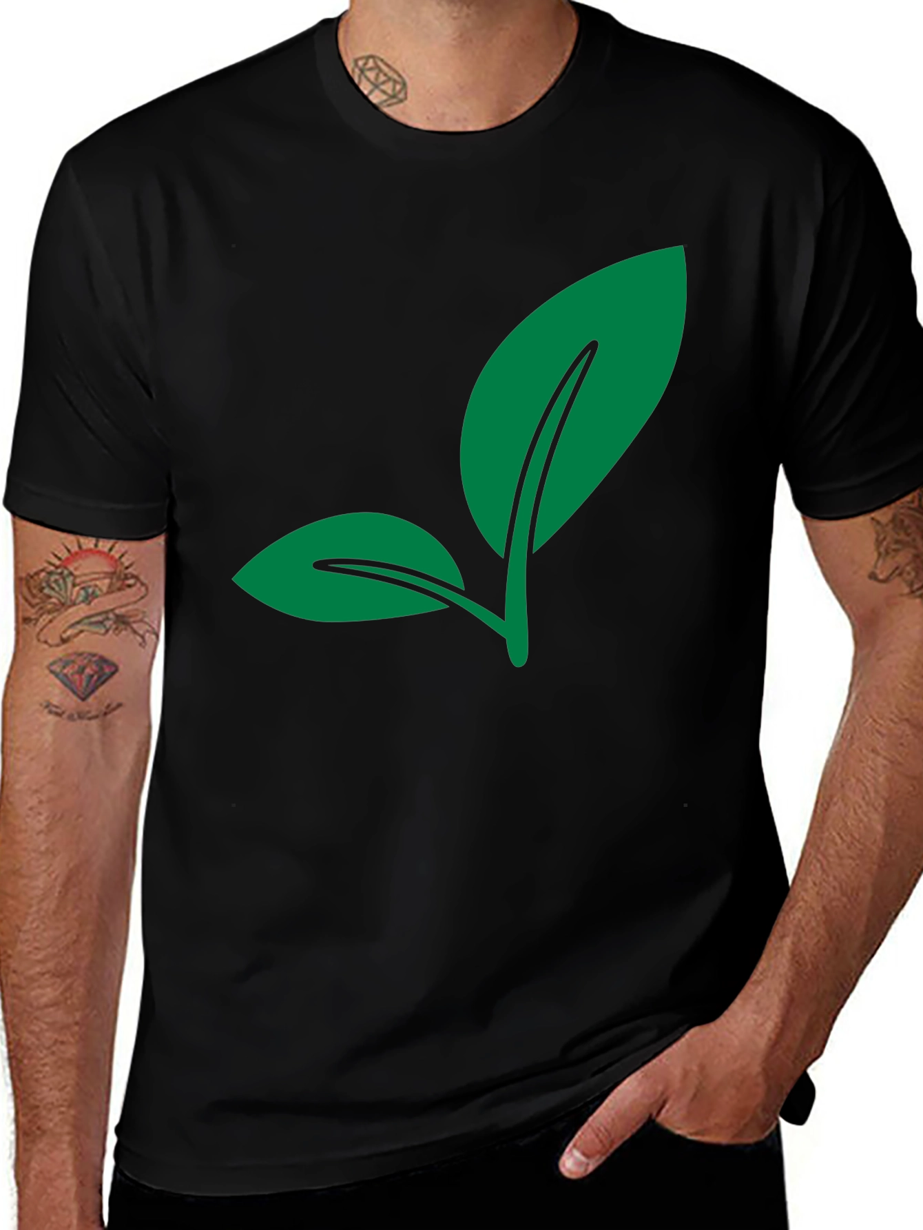 Variant 27 of Leaf Graphic Black T-Shirt