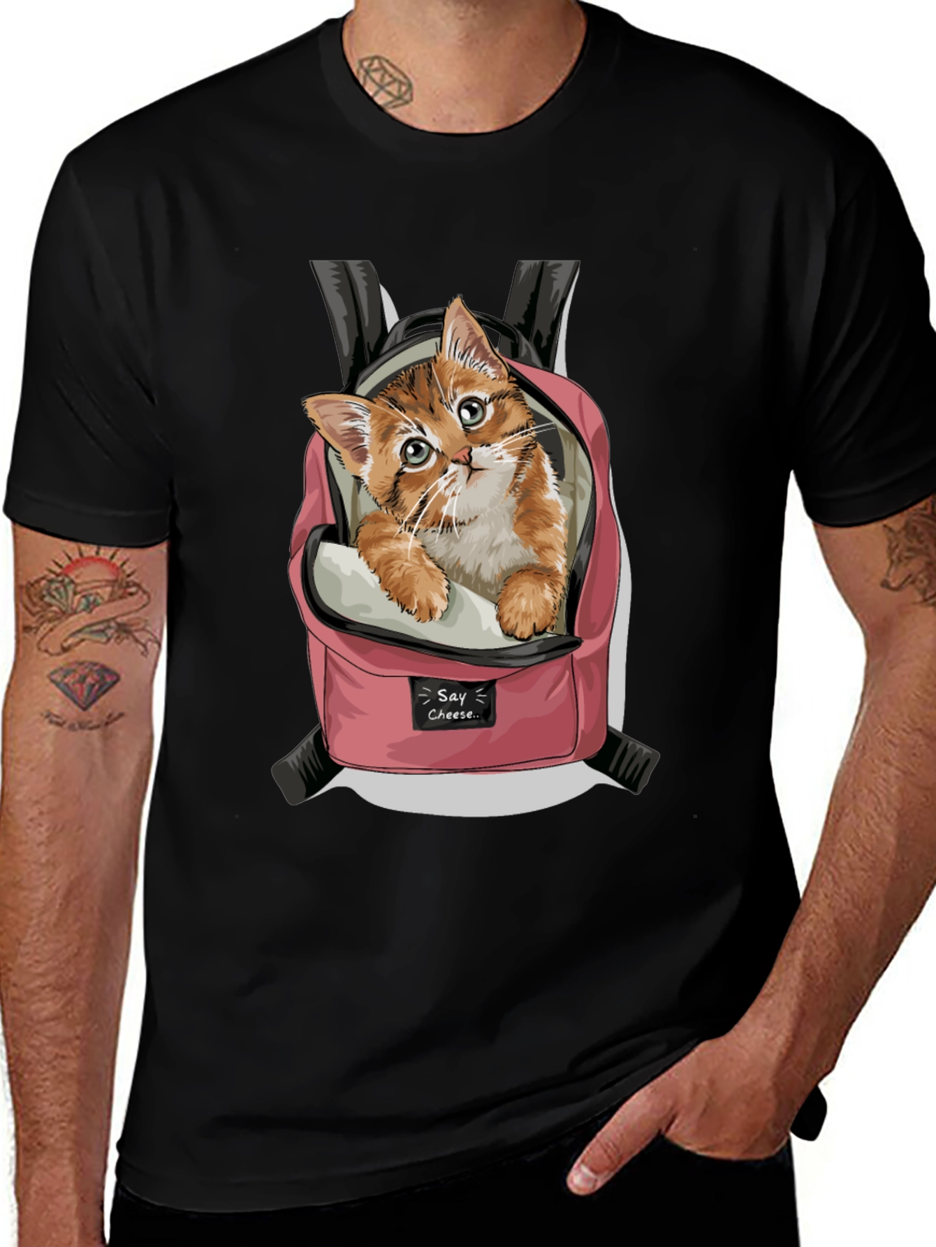 Variant 3 of Cute Kitten in Backpack Graphic T-Shirt