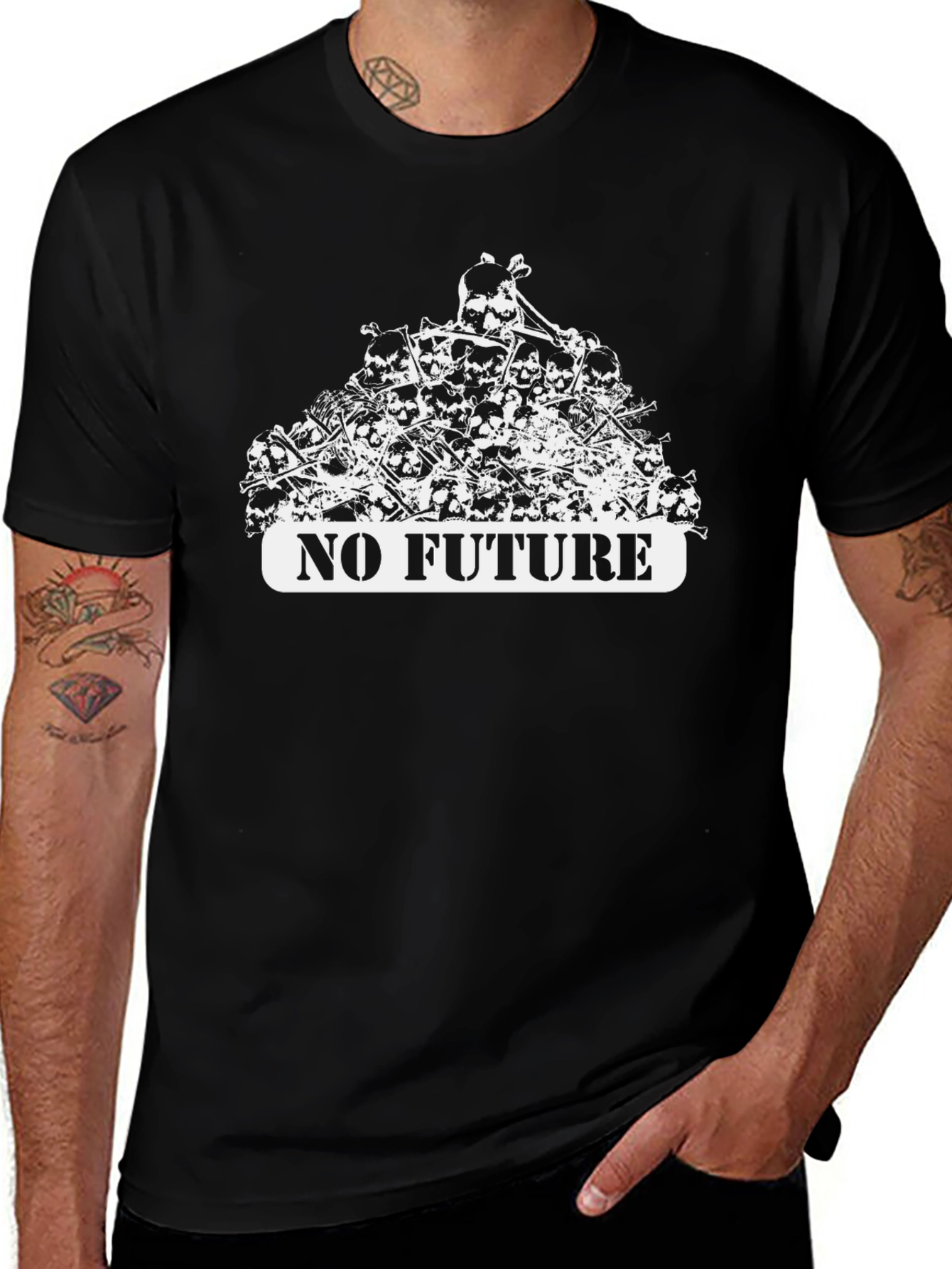 Variant 4 of No Future Skull Pile Graphic Tee - Edgy Streetwear