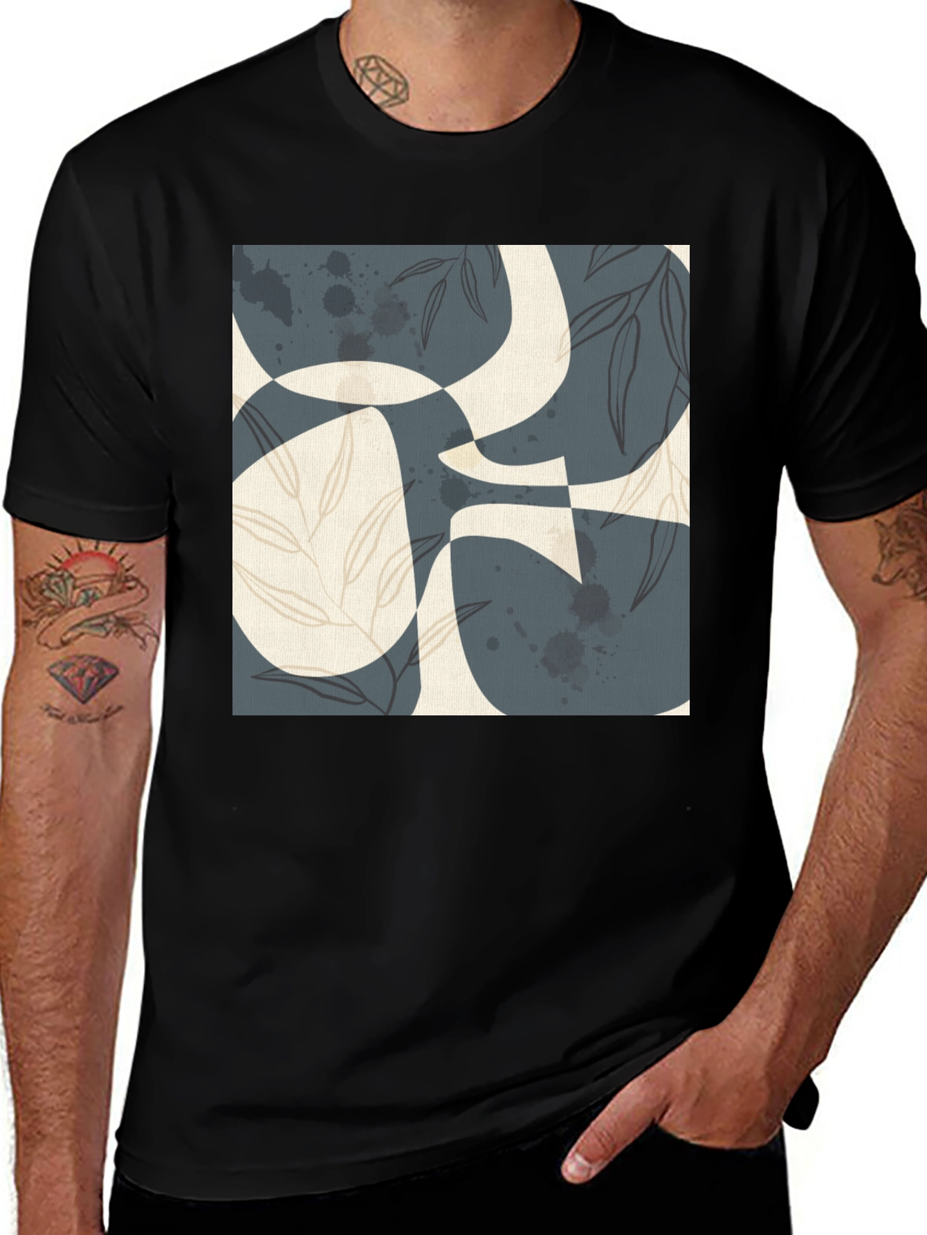 Variant 20 of Abstract Art Print Black T-Shirt - Modern Graphic Tee