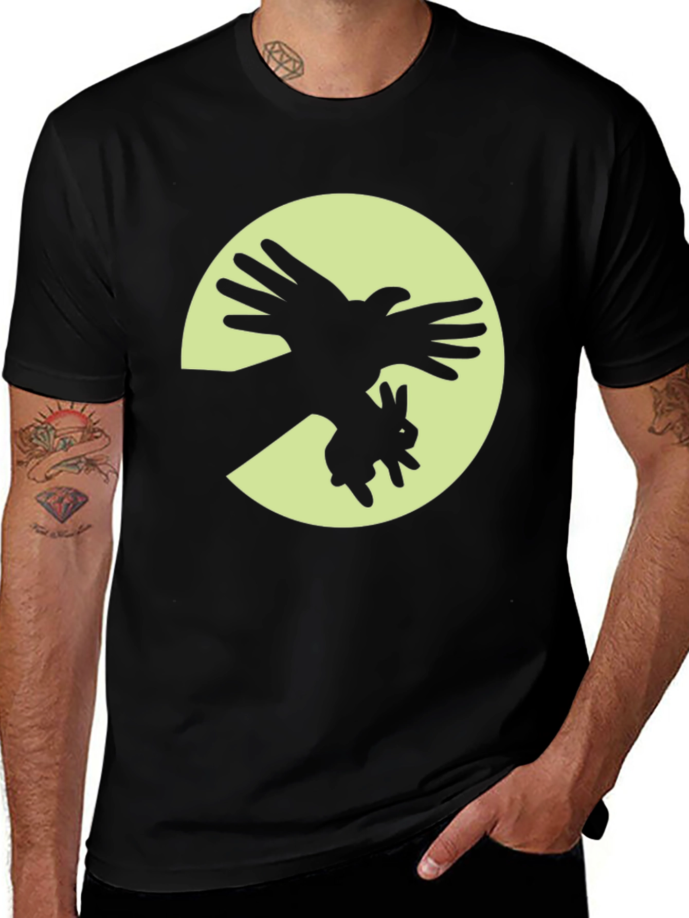 Variant 5 of Shadow Puppet Tee - Bird & Bunny Design
