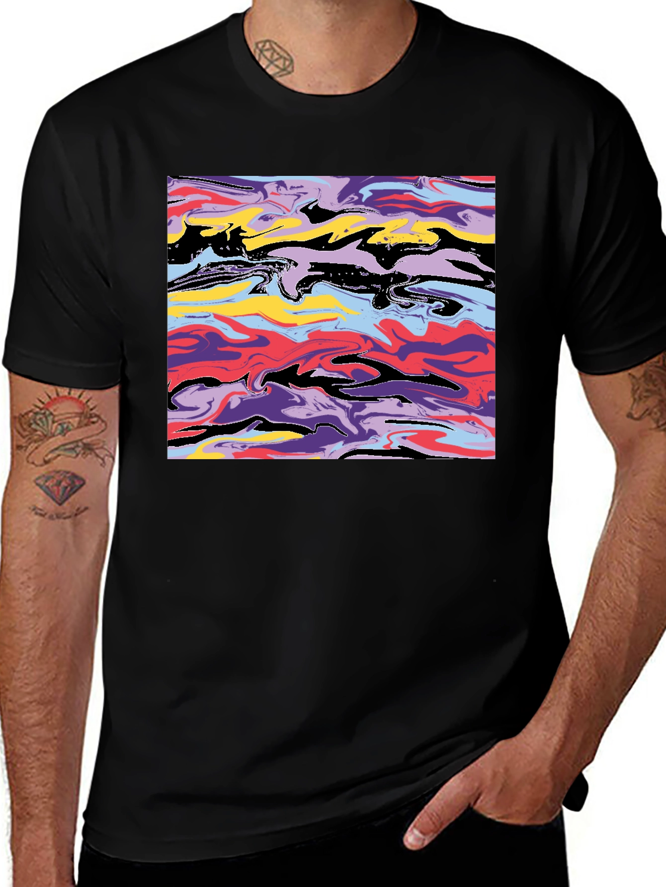 Variant 16 of Abstract Swirl Graphic Black T-Shirt
