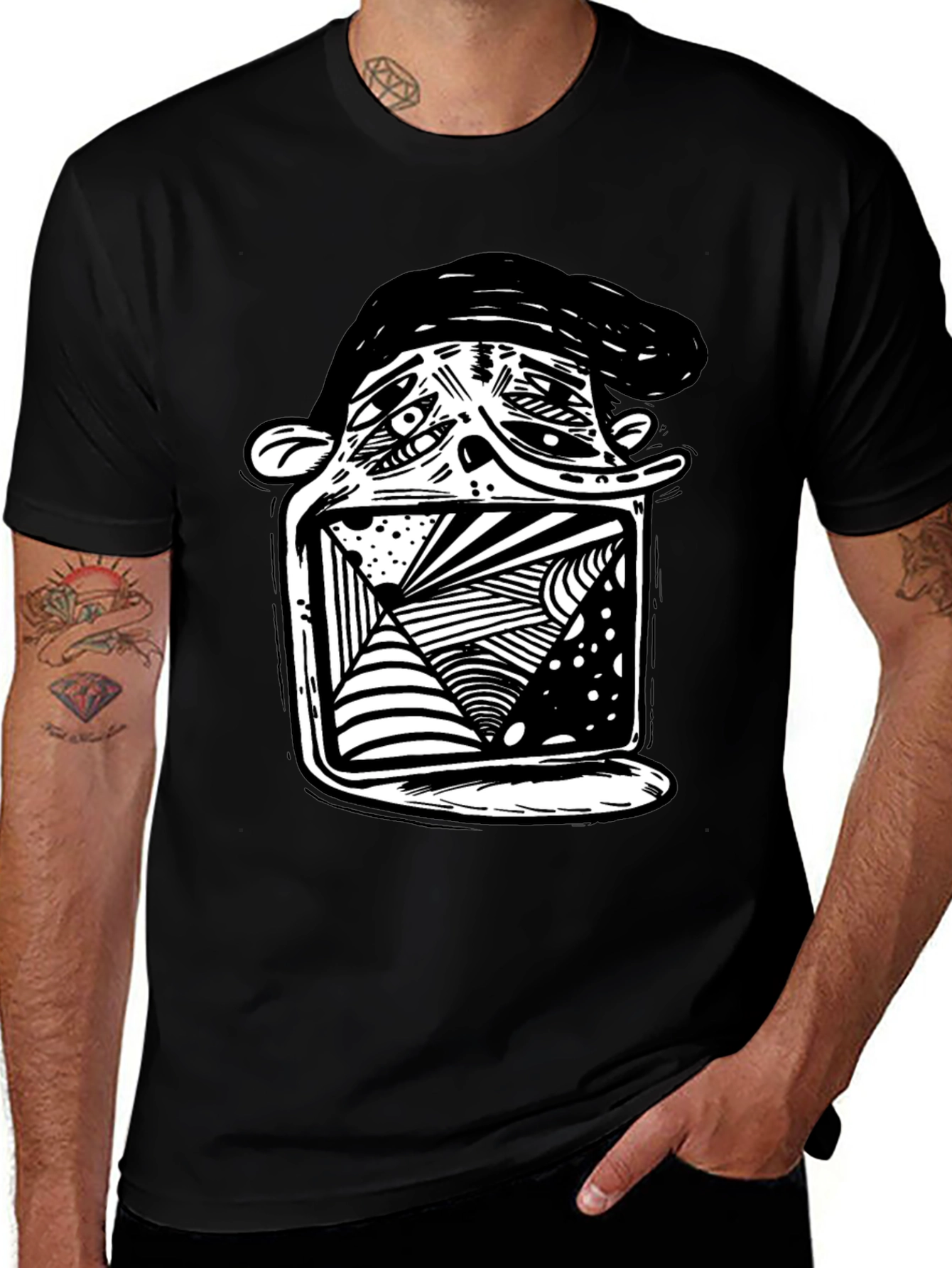 Variant 10 of Abstract Graphic Print Black T-Shirt