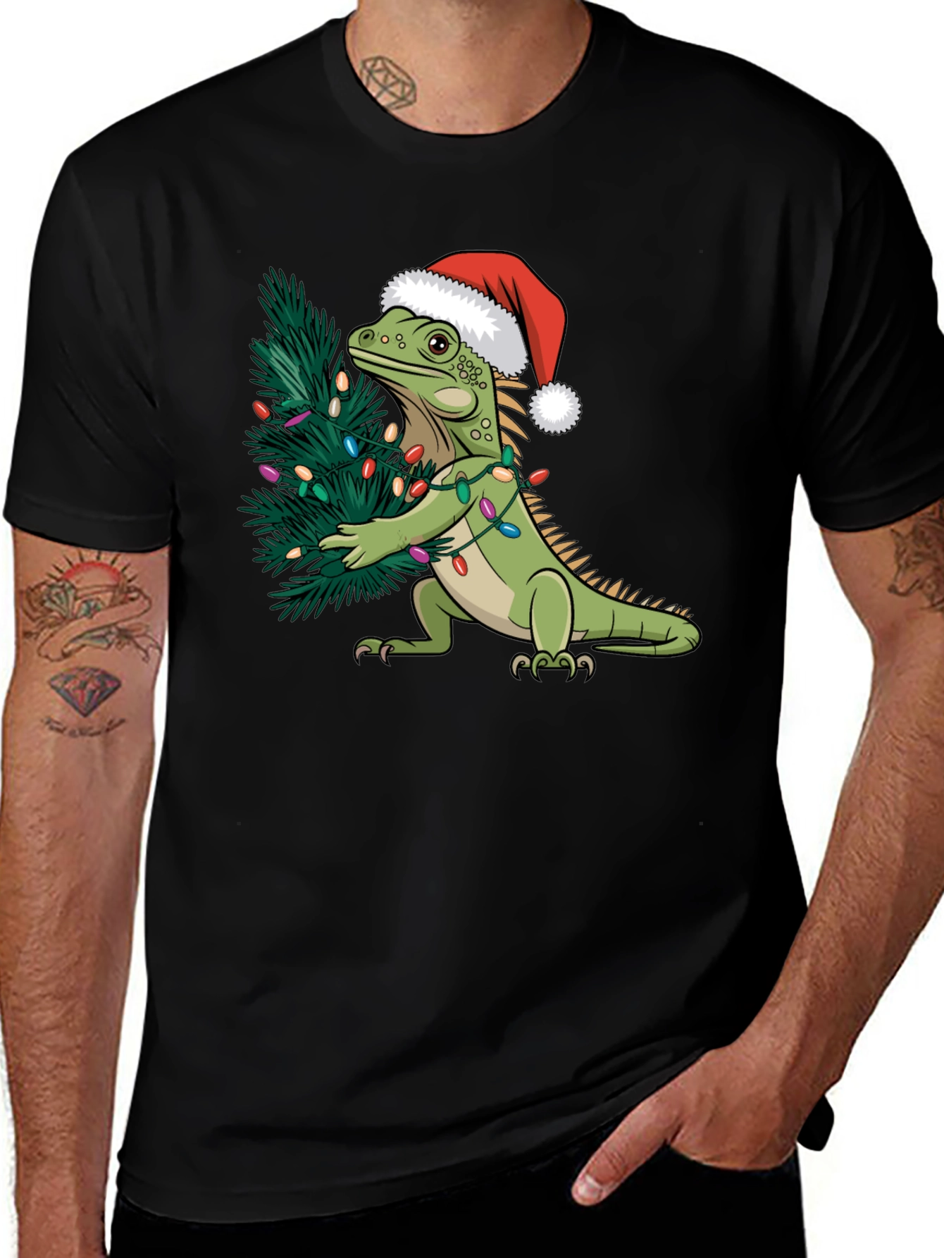 Christmas Iguana T-Shirt - Festive Lizard Tee