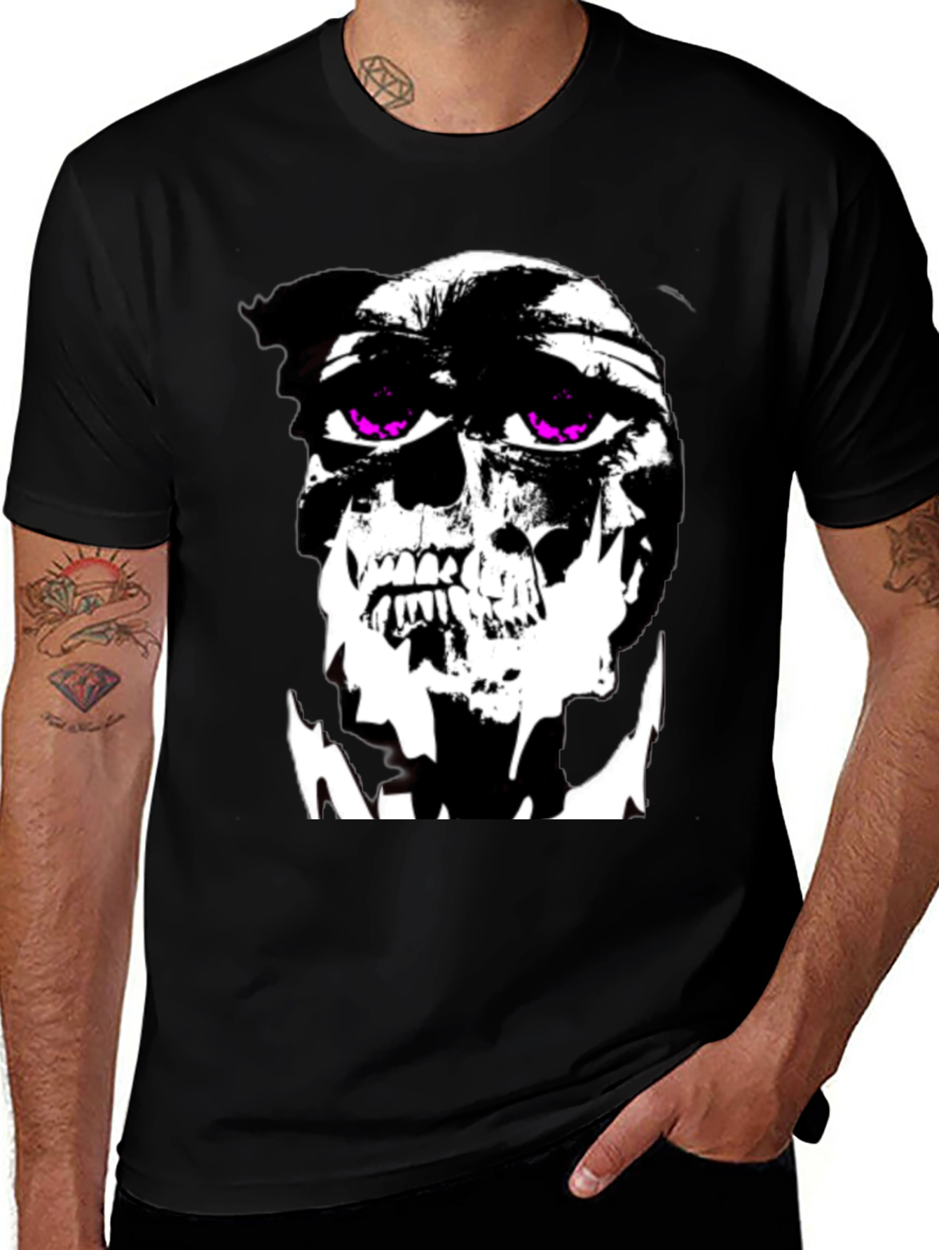 Variant 3 of Edgy Skull Graphic Tee - Black Cotton Comfort
