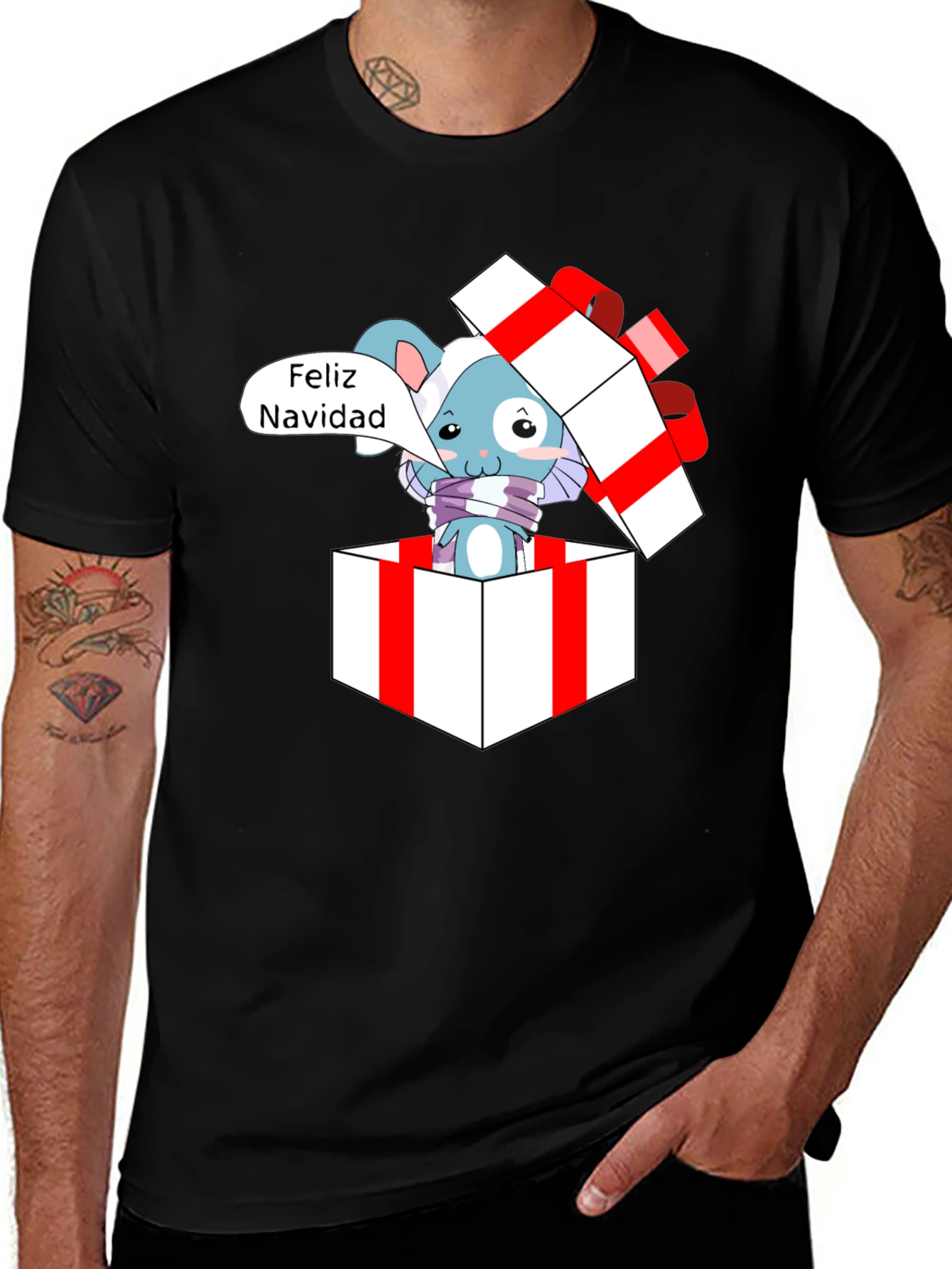 Festive Feliz Navidad Mouse in Gift T-Shirt