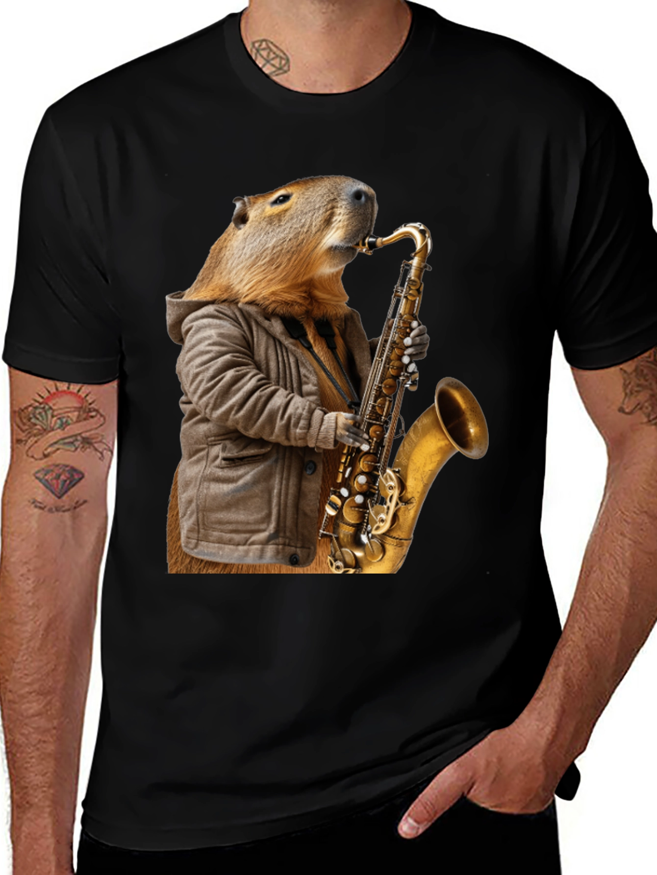 Variant 10 of Capybara Saxophone T-Shirt