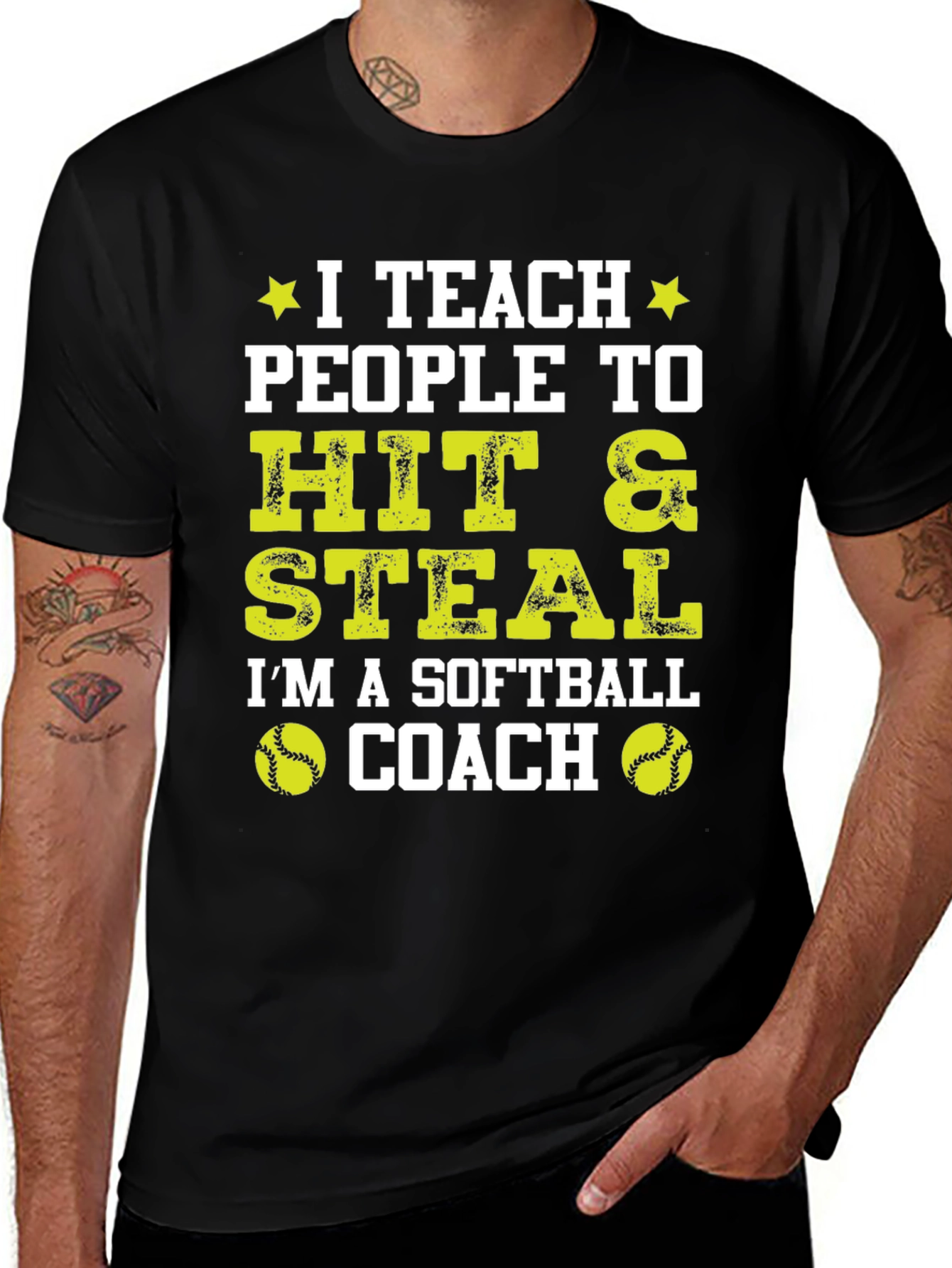 Variant 4 of Softball Coach T-Shirt - Hit & Steal Design