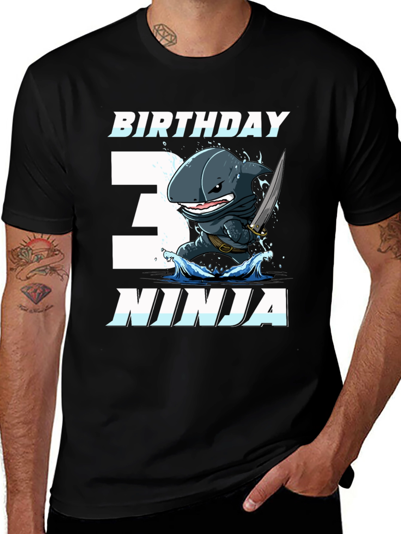 Birthday Ninja Shark Graphic T-Shirt