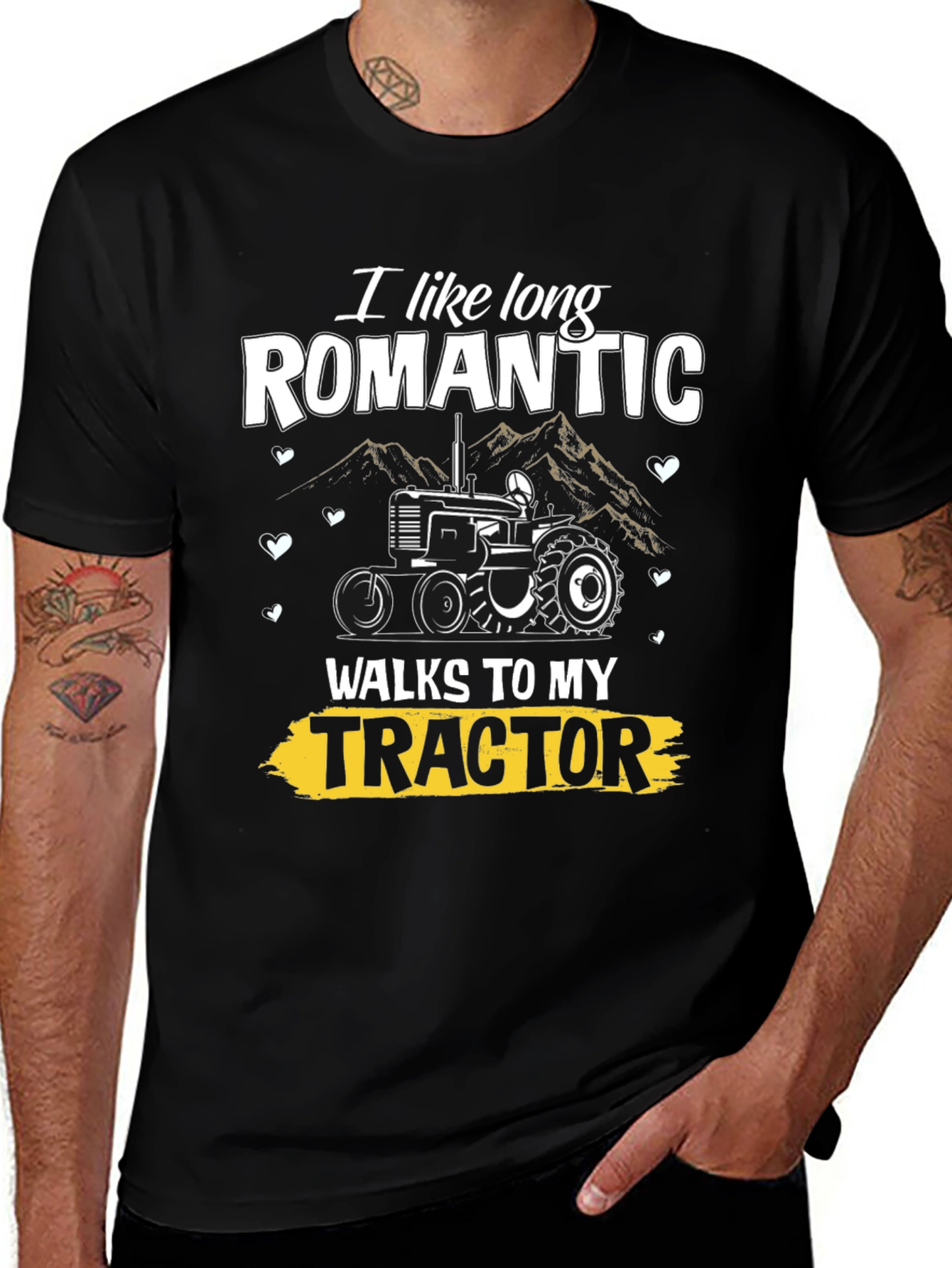 Variant 17 of Romantic Tractor Walks T-Shirt - Farm Life Tee