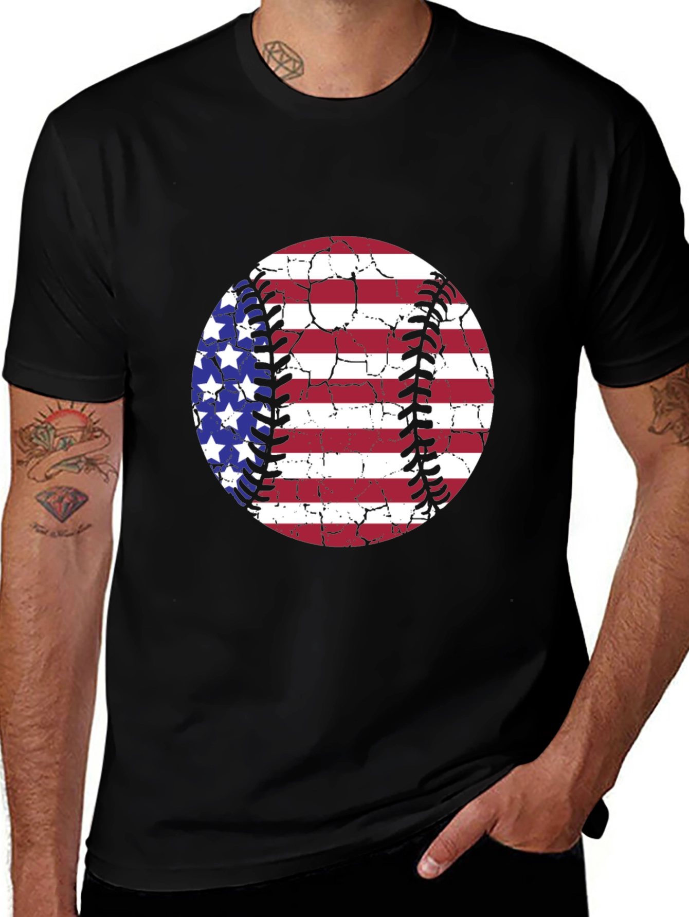 Variant 10 of USA Flag Baseball Graphic T-Shirt