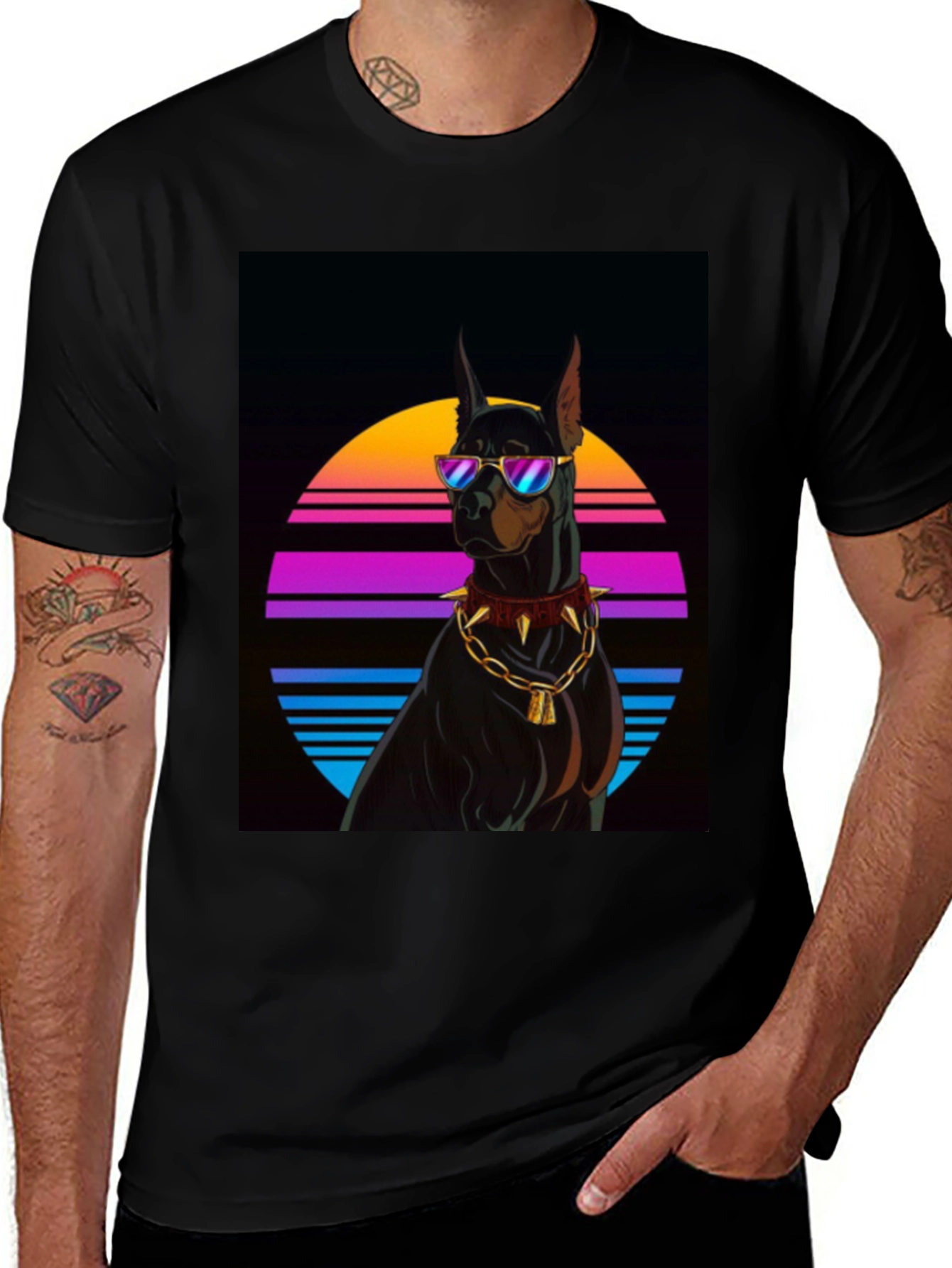 Variant 7 of Doberman Dog Retro Style T-Shirt