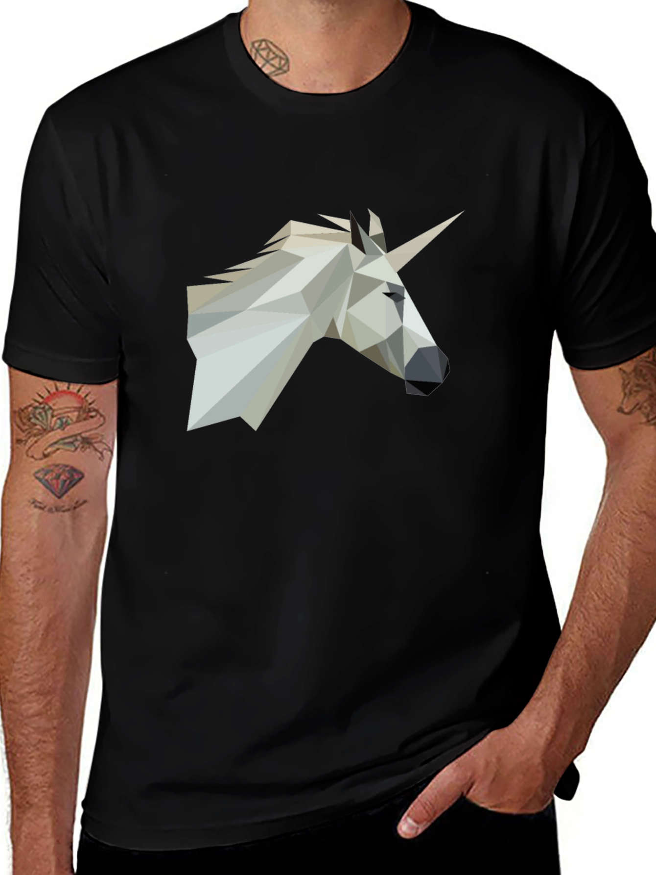 Variant 25 of Geometric Unicorn Graphic Tee - Modern Black T-Shirt
