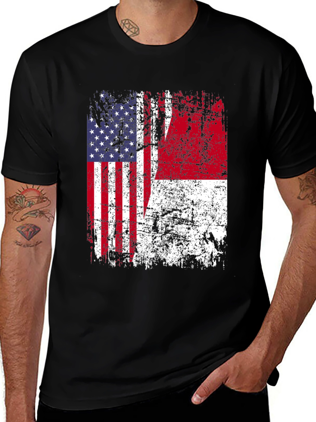 USA Indonesia Flag T-Shirt Graphic Tee