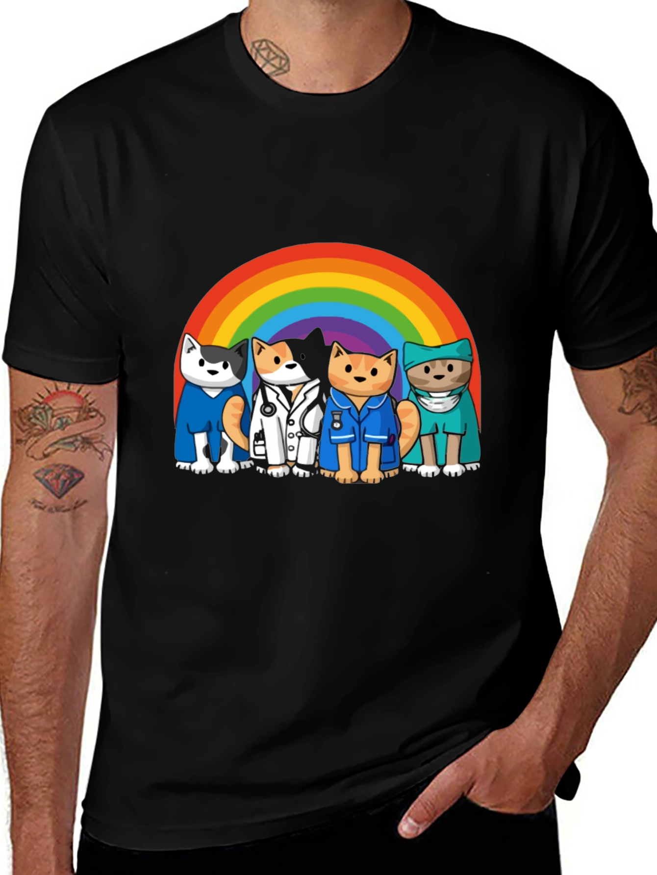 Variant 12 of Rainbow Cats Medical Hero T-Shirt