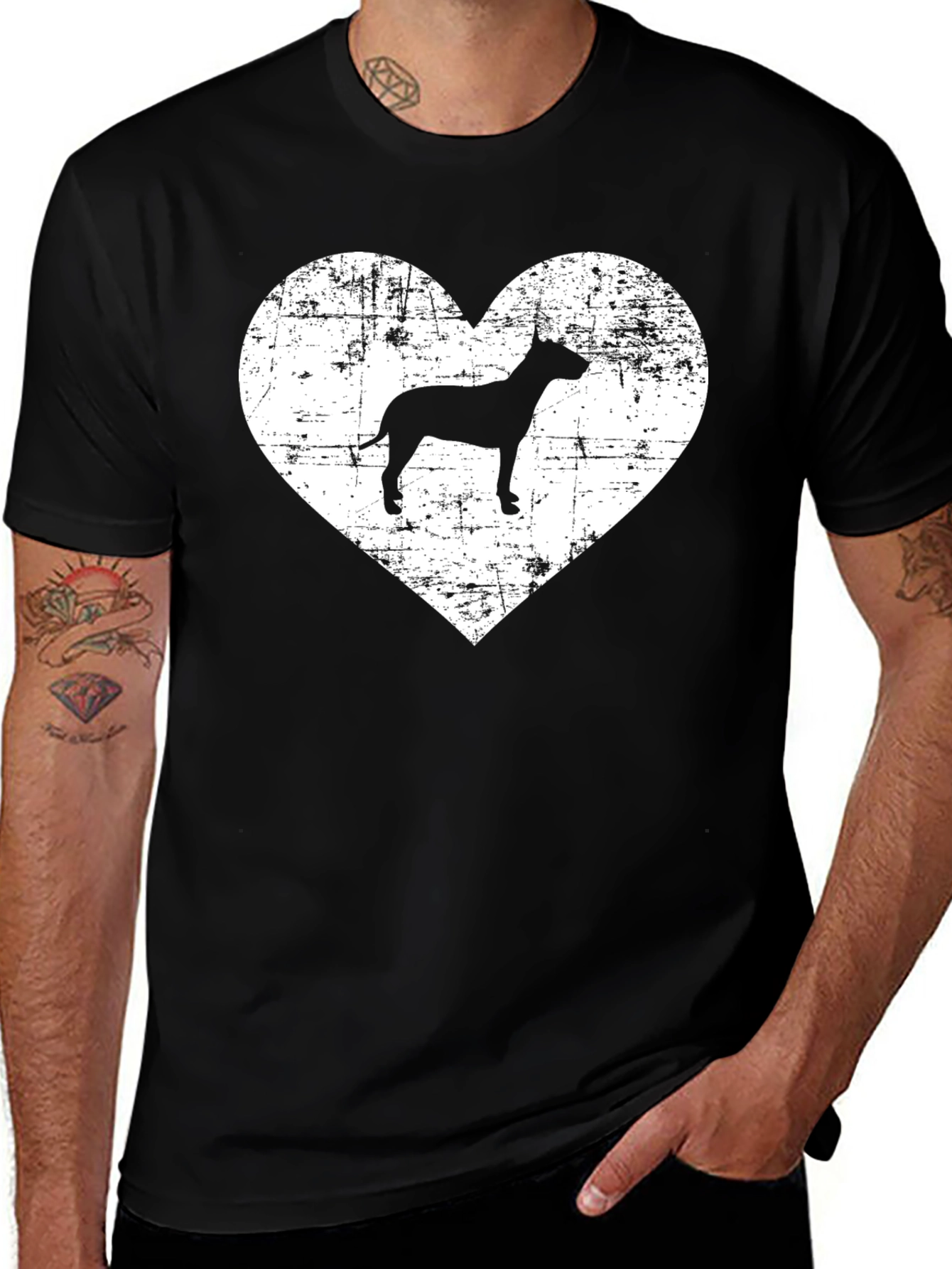 Variant 22 of Dog Lover Tee - Distressed Heart Design
