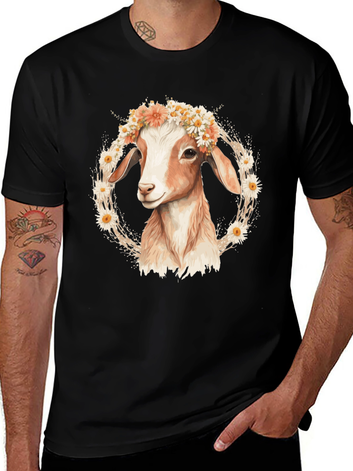 Variant 13 of Goat with Flower Crown T-Shirt