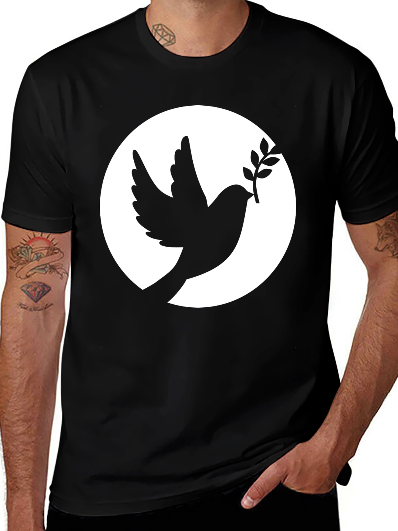 Variant 12 of Dove Peace Symbol Black T-Shirt