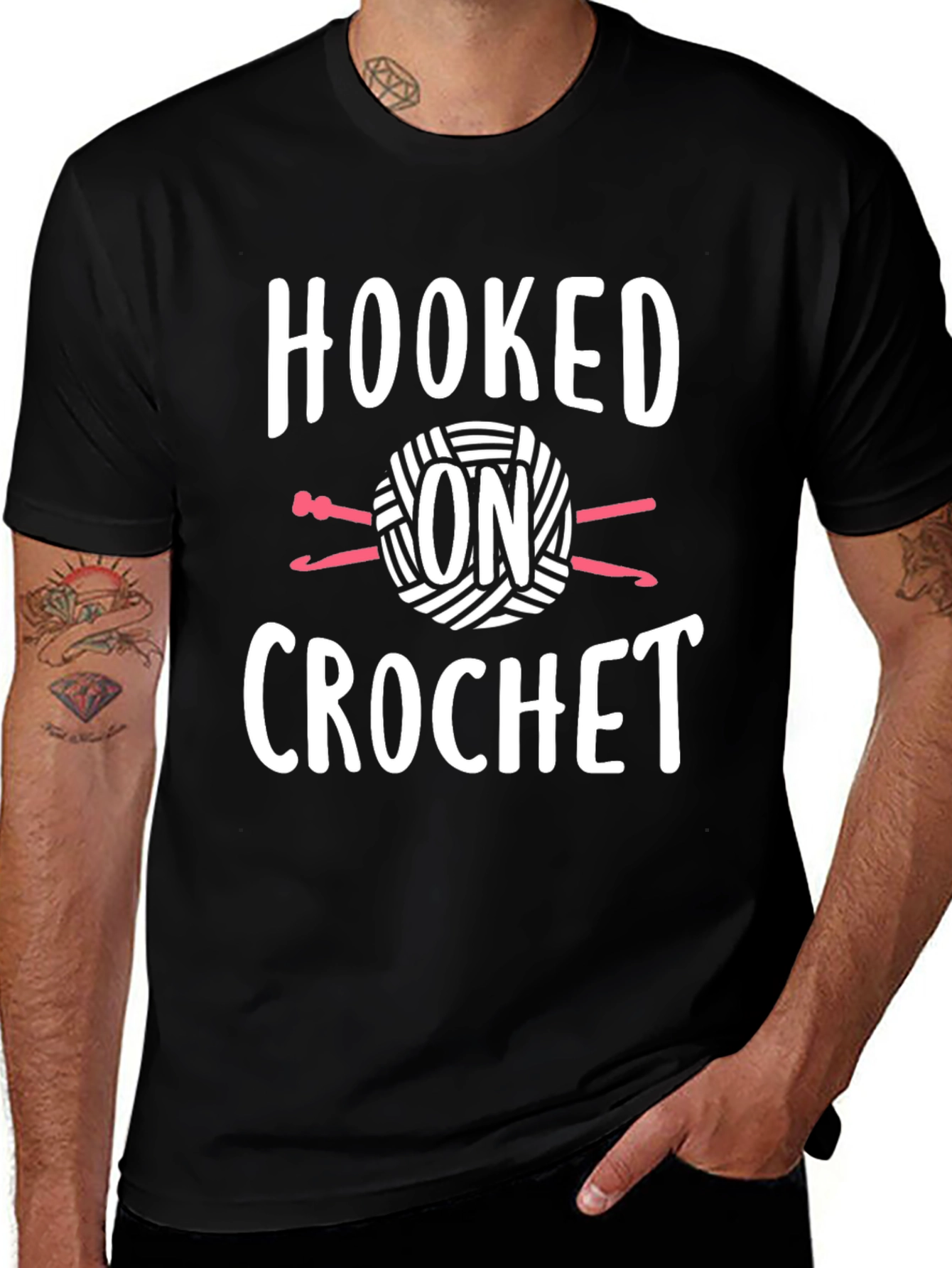 Variant 25 of Hooked on Crochet Graphic Tee - Black Cotton