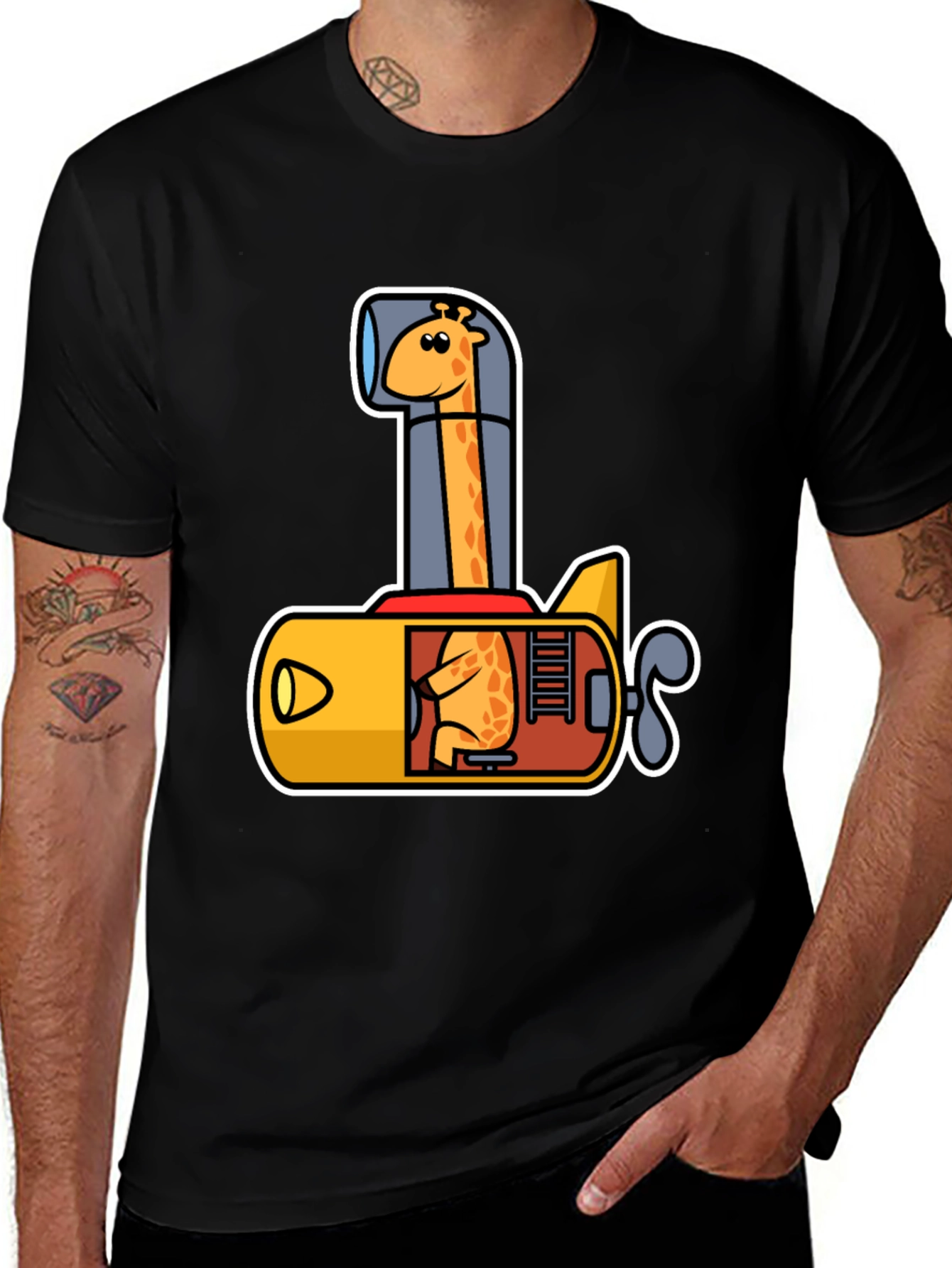 Variant 28 of Giraffe Submarine Graphic Tee - Fun & Unique Design