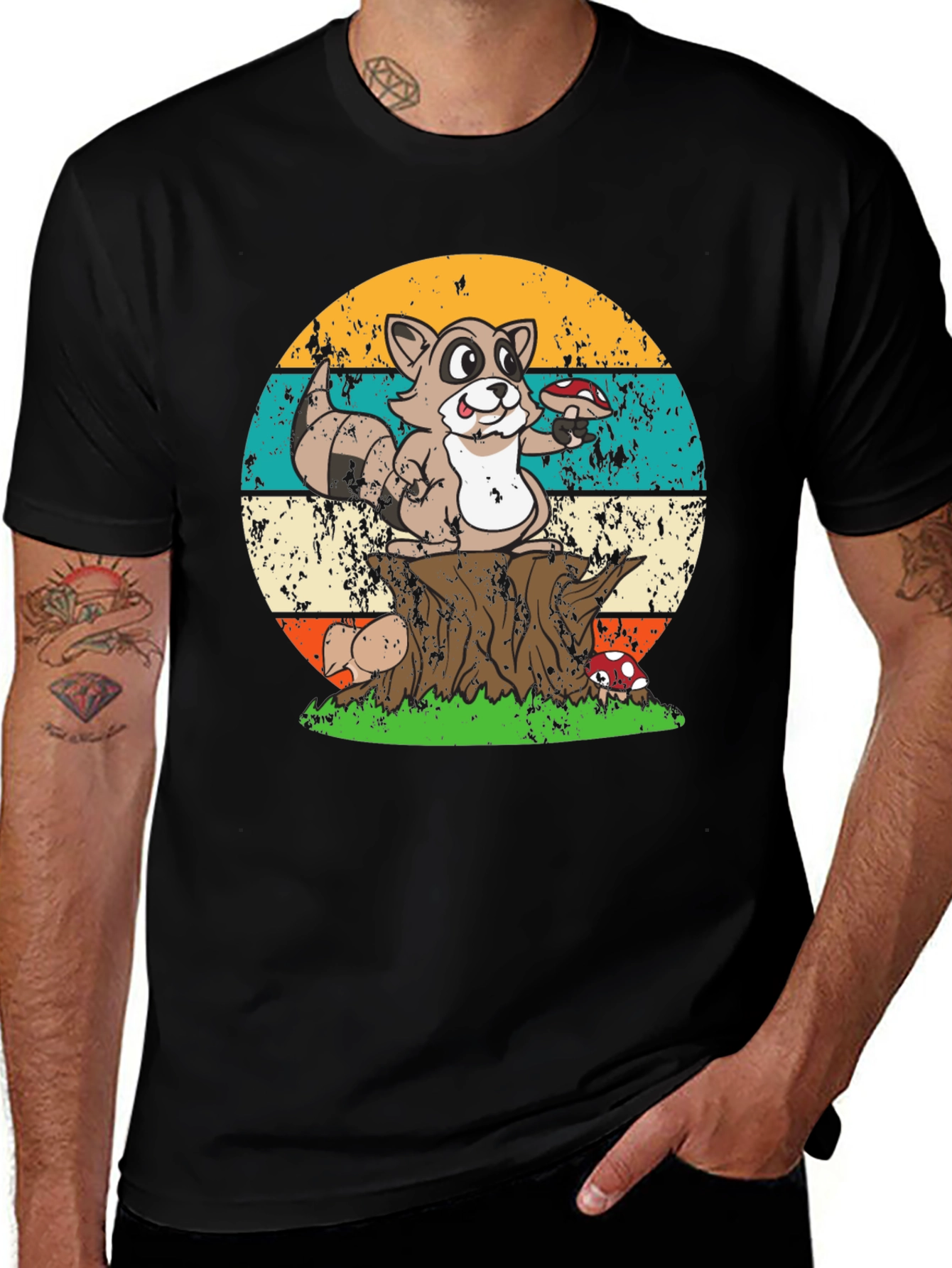 Variant 22 of Retro Raccoon & Mushroom T-Shirt