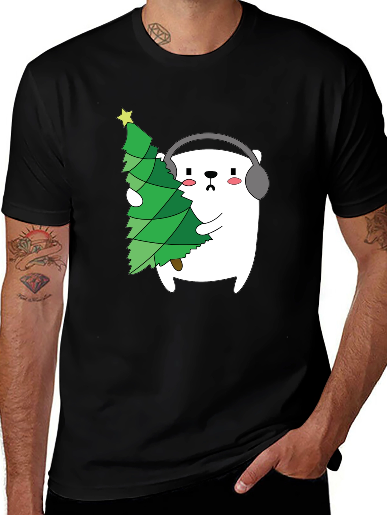Variant 14 of Bear with Christmas Tree Graphic Tee