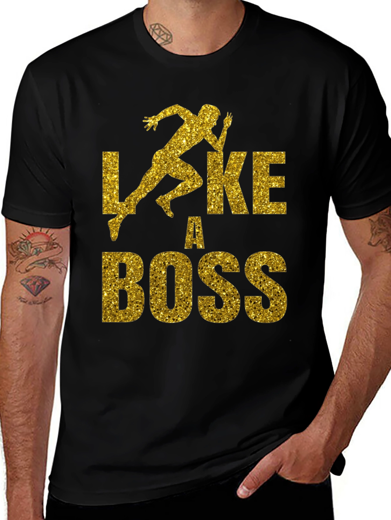 Variant 11 of Like a Boss Graphic T-Shirt - Gold Print