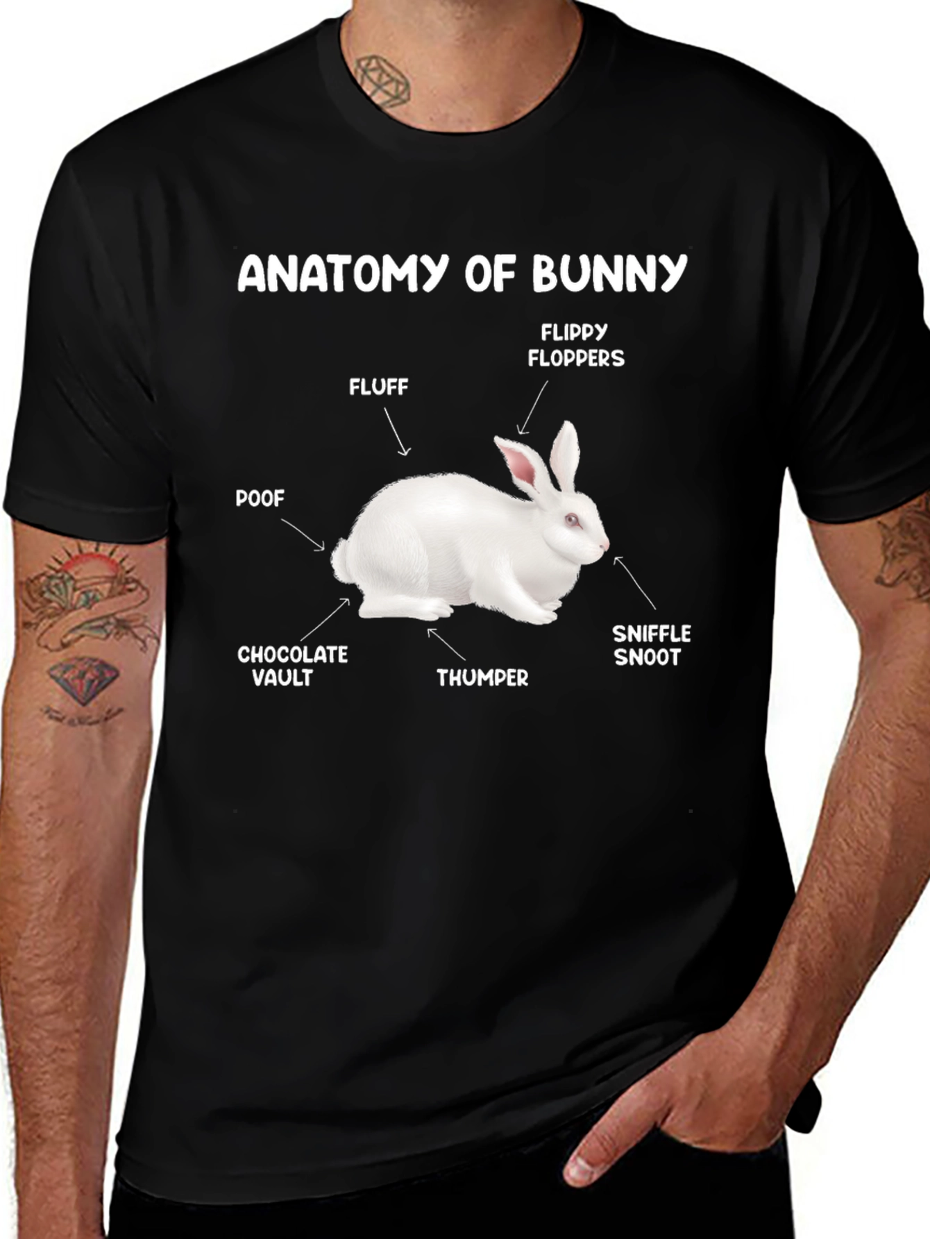 Variant 23 of Anatomy of Bunny T-Shirt -  Funny Rabbit Tee