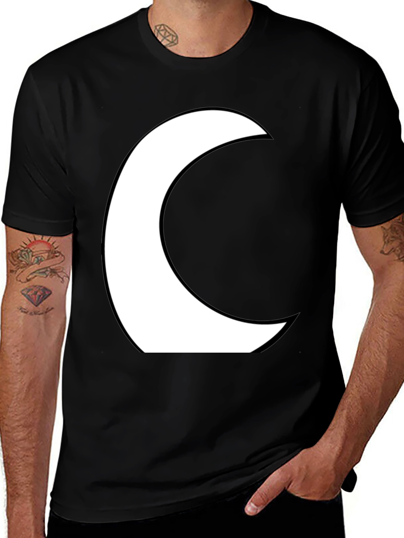Variant 12 of Moon Crescent Black Graphic Tee