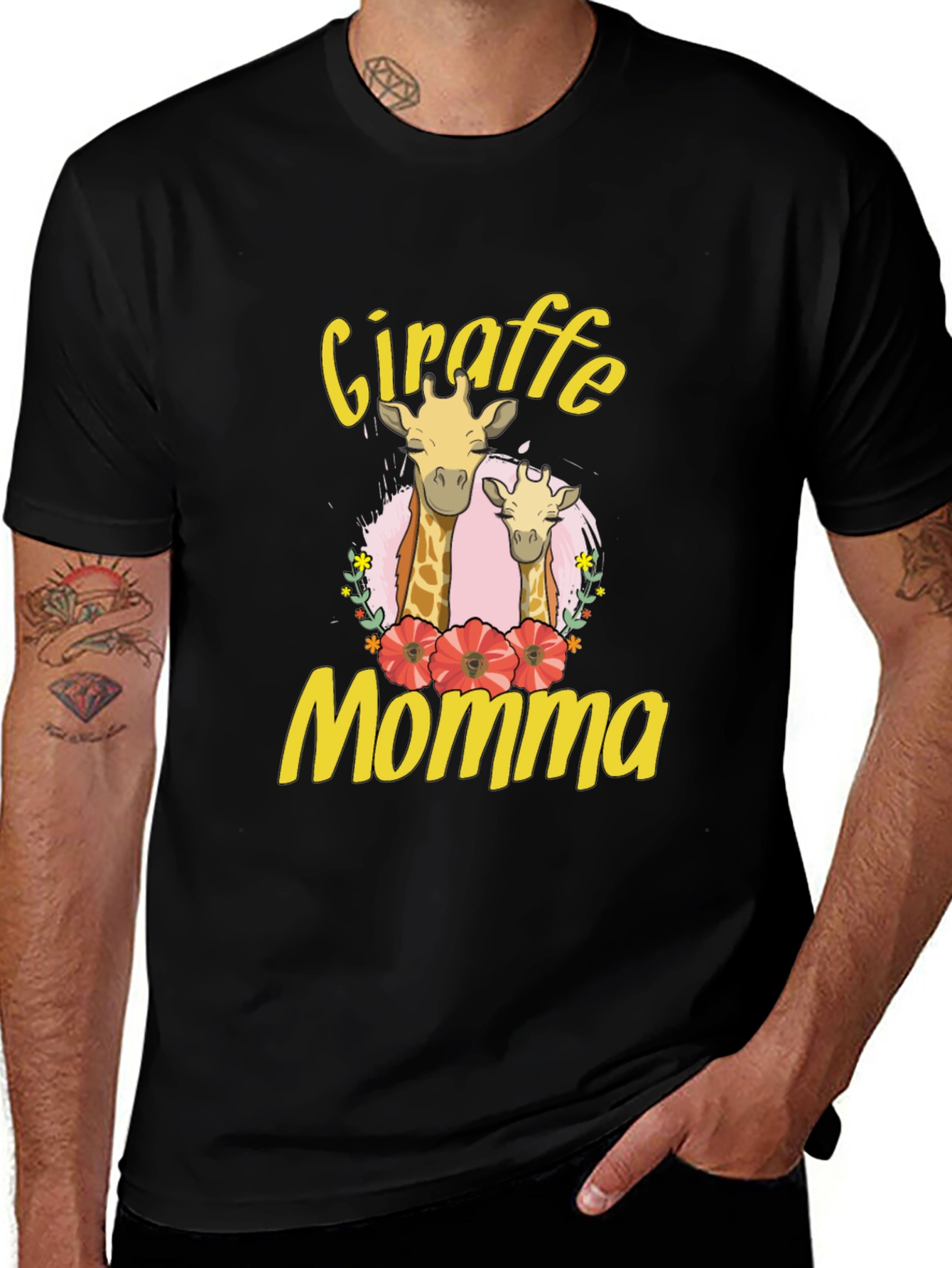 Variant 11 of Giraffe Momma Black T-Shirt