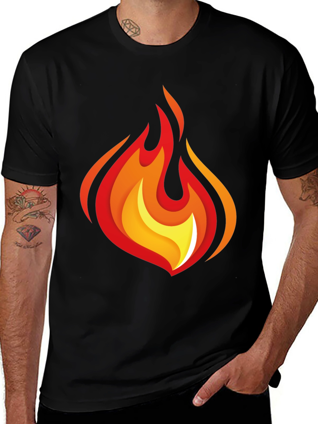Variant 17 of Flaming Hot Graphic Tee - Black Cotton Comfort