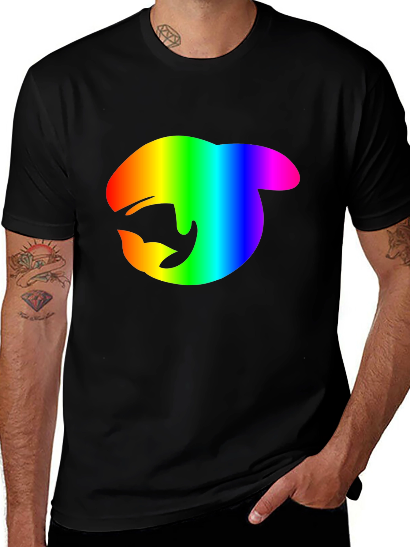 Variant 10 of Rainbow Orca Logo Black T-Shirt