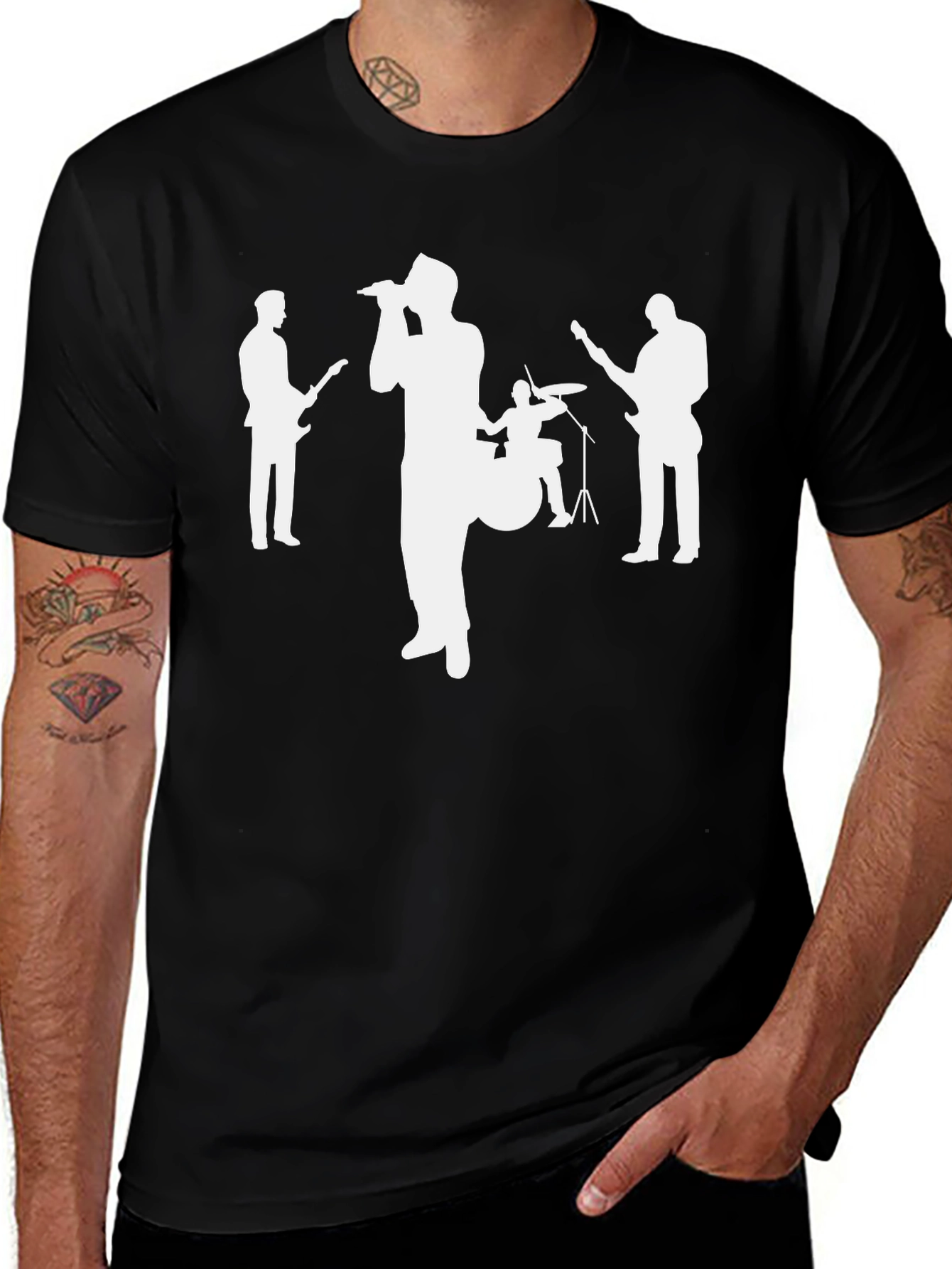 Variant 20 of Band Silhouette Graphic T-Shirt - Black