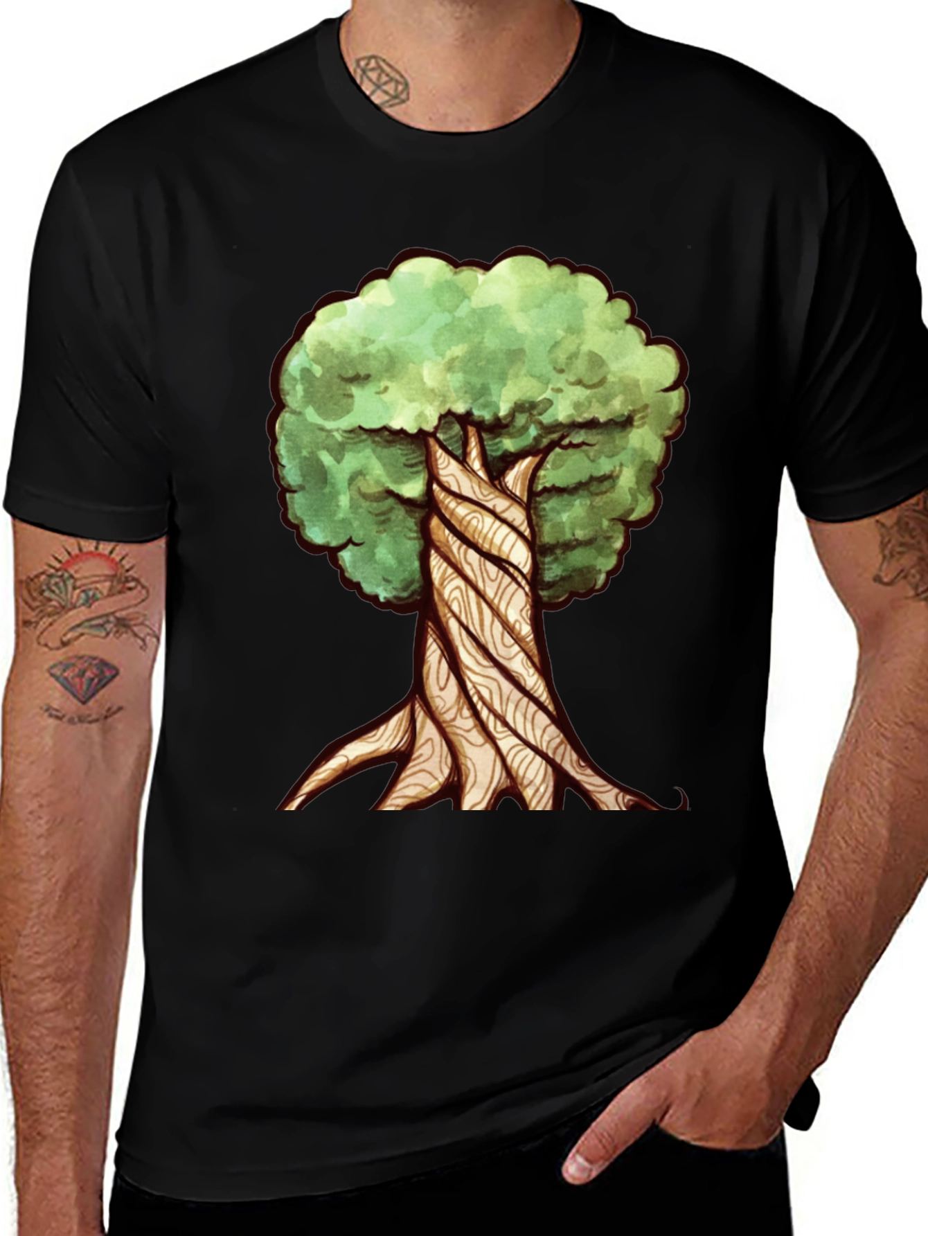 Variant 9 of Twisted Tree Graphic Tee - Nature Inspired Design