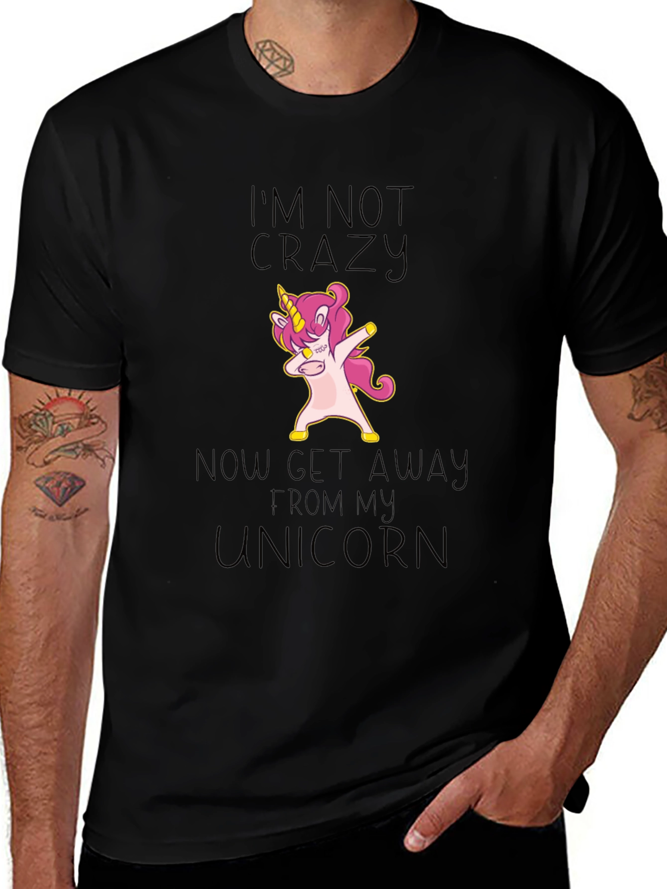 Variant 18 of I'm Not Crazy Unicorn Dab Black T-Shirt