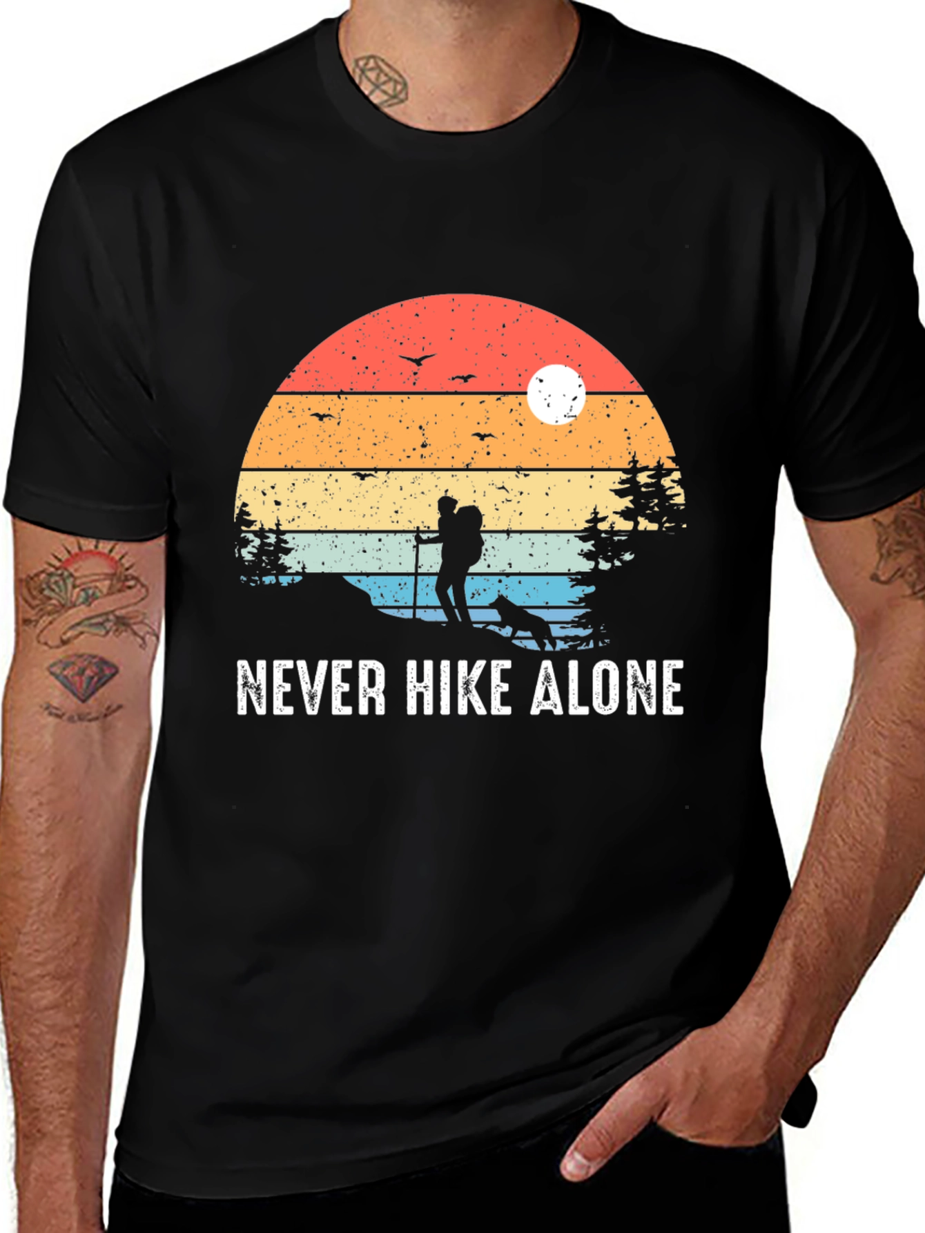 Variant 5 of Never Hike Alone Graphic Tee - Nature Lover's T-Shirt