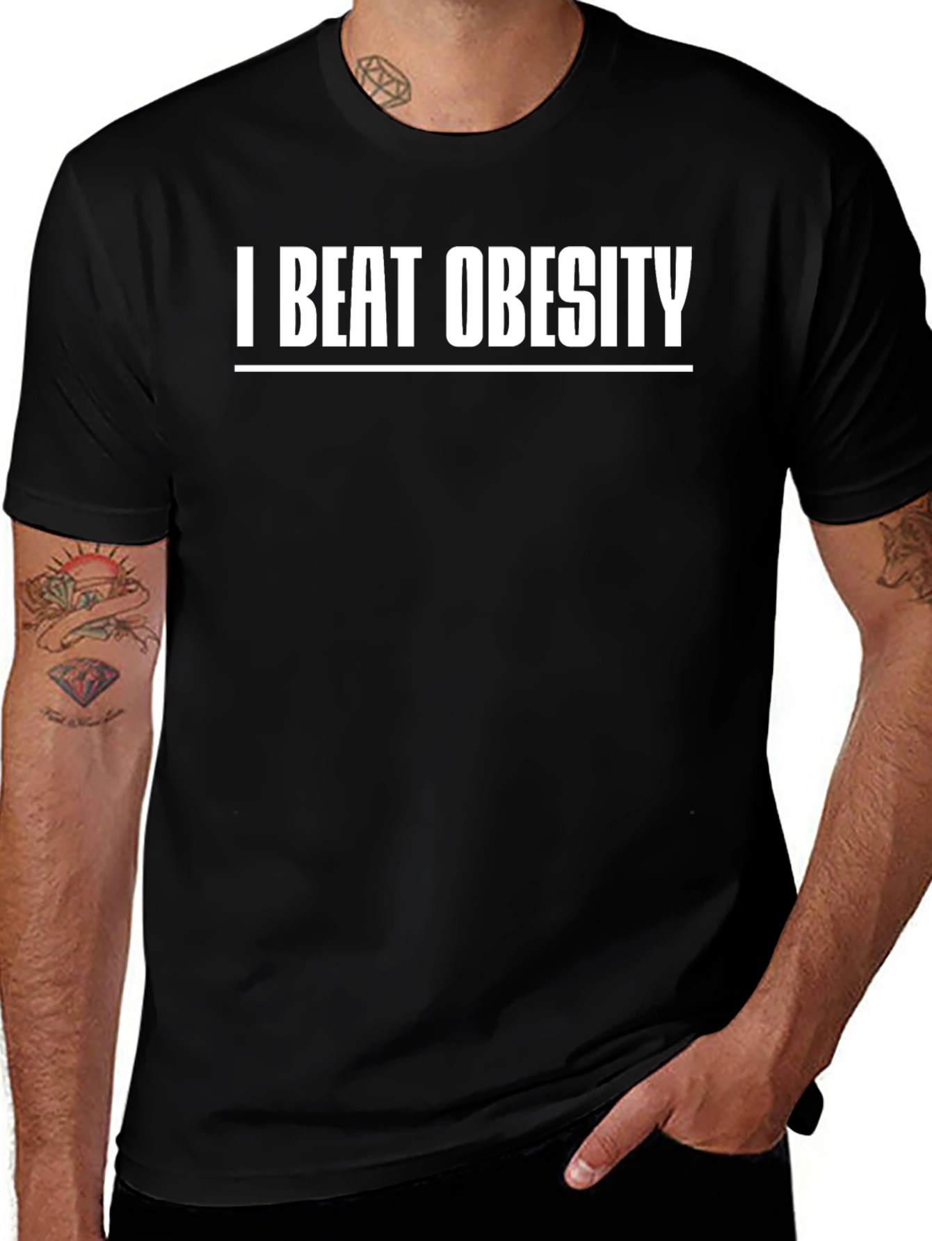 Variant 29 of I Beat Obesity T-Shirt - Motivational Weight Loss Tee
