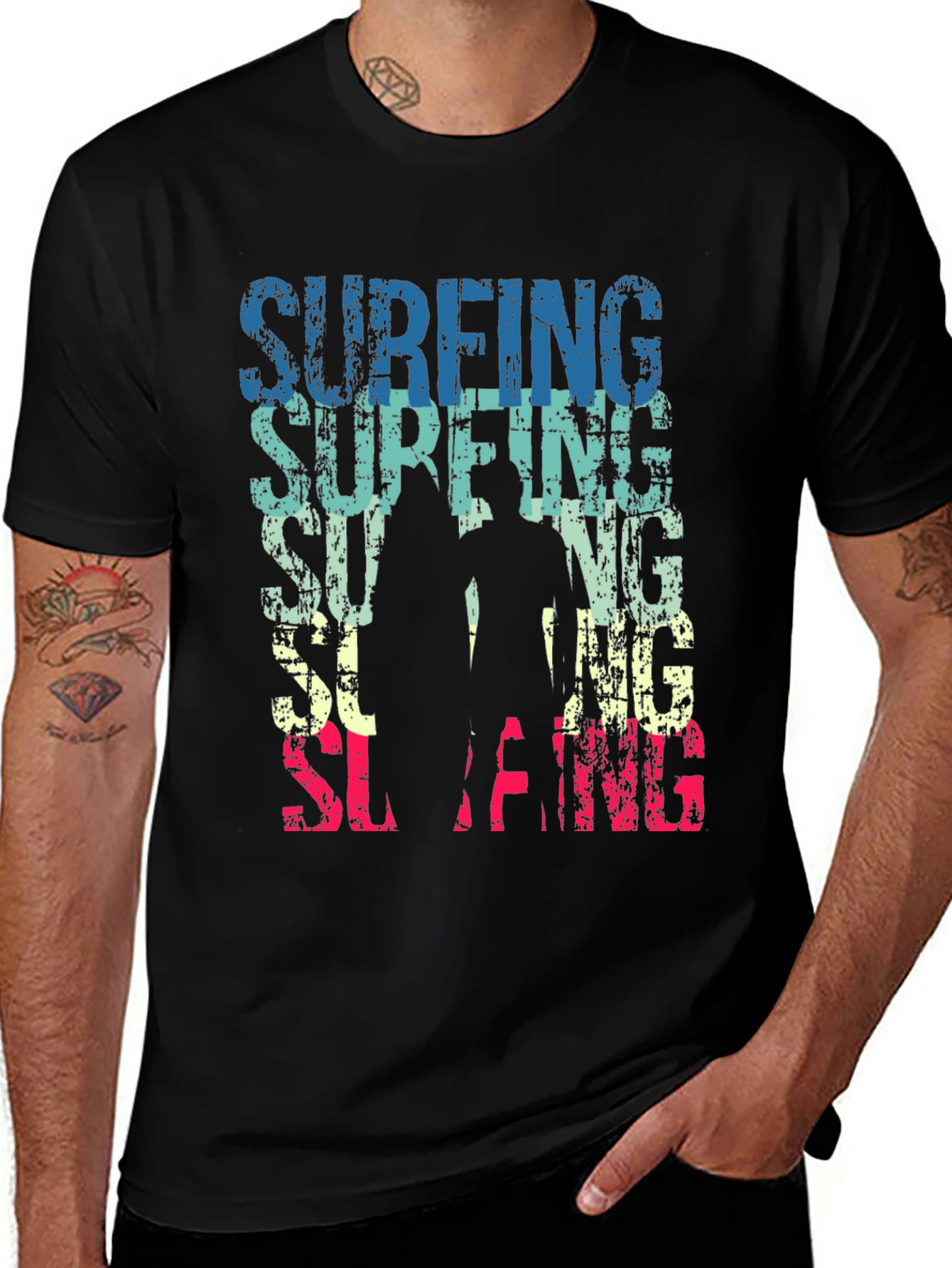 Variant 13 of Surfing Graphic Tee - Retro Style