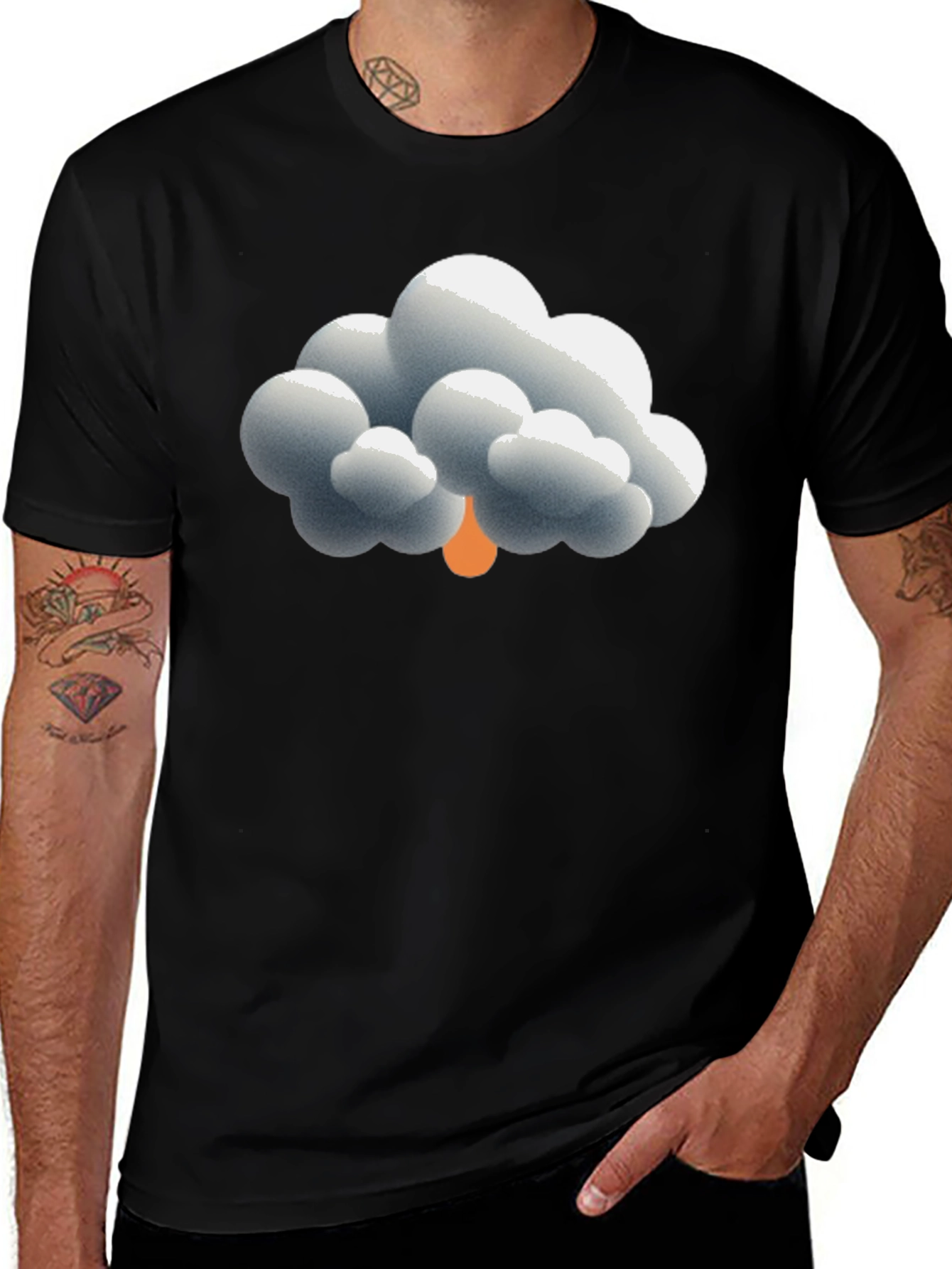 Variant 29 of Rain Cloud Graphic Tee - Soft Cotton Black T-Shirt